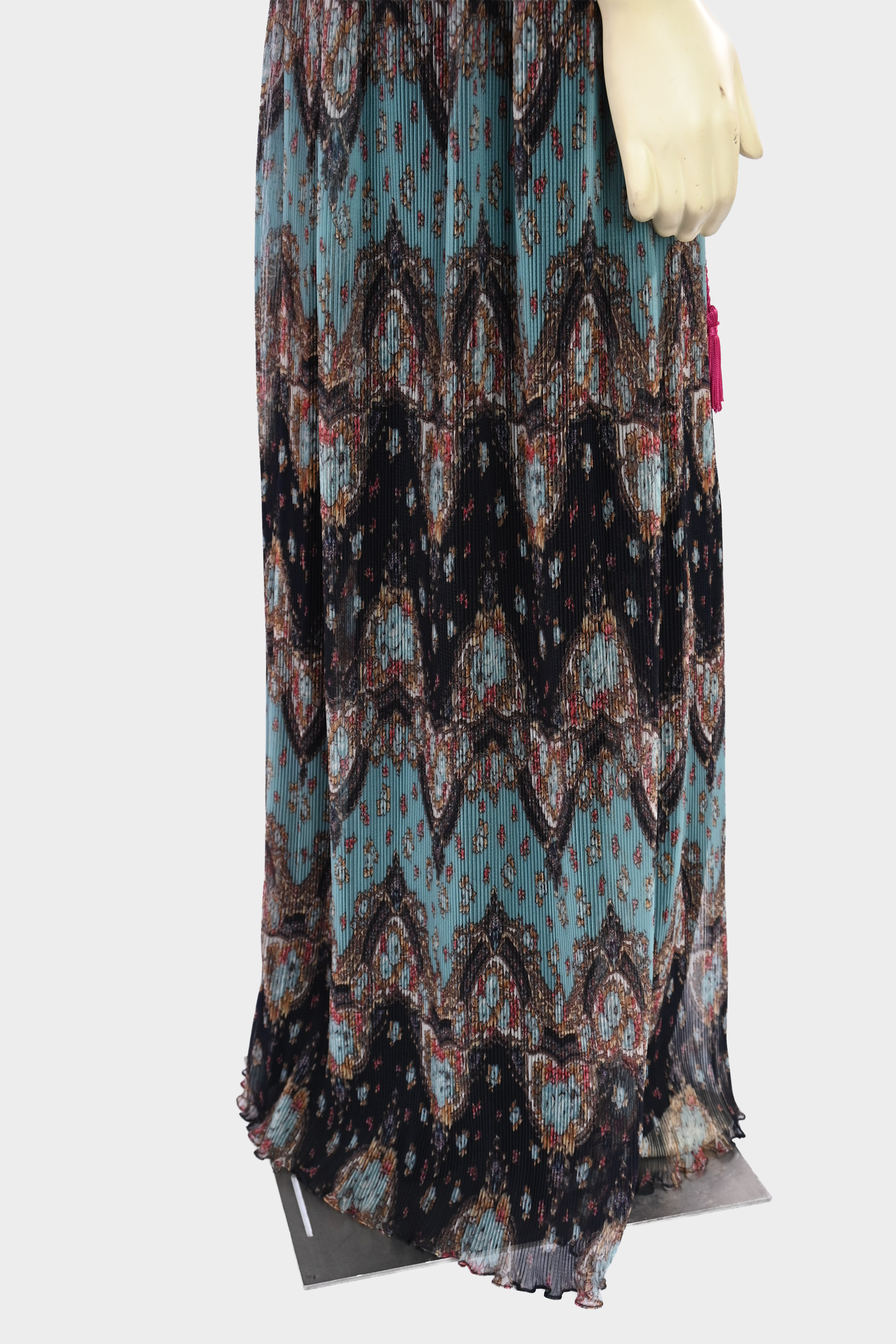 Vintage 1970s Marita by Anthony Muto Paisley Pleated Chiffon Maxi Dress