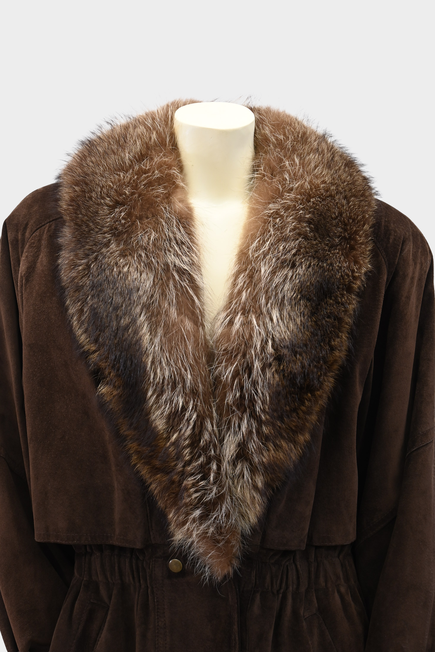 Vintage Leather Jacket with Raccoon Fur Collar