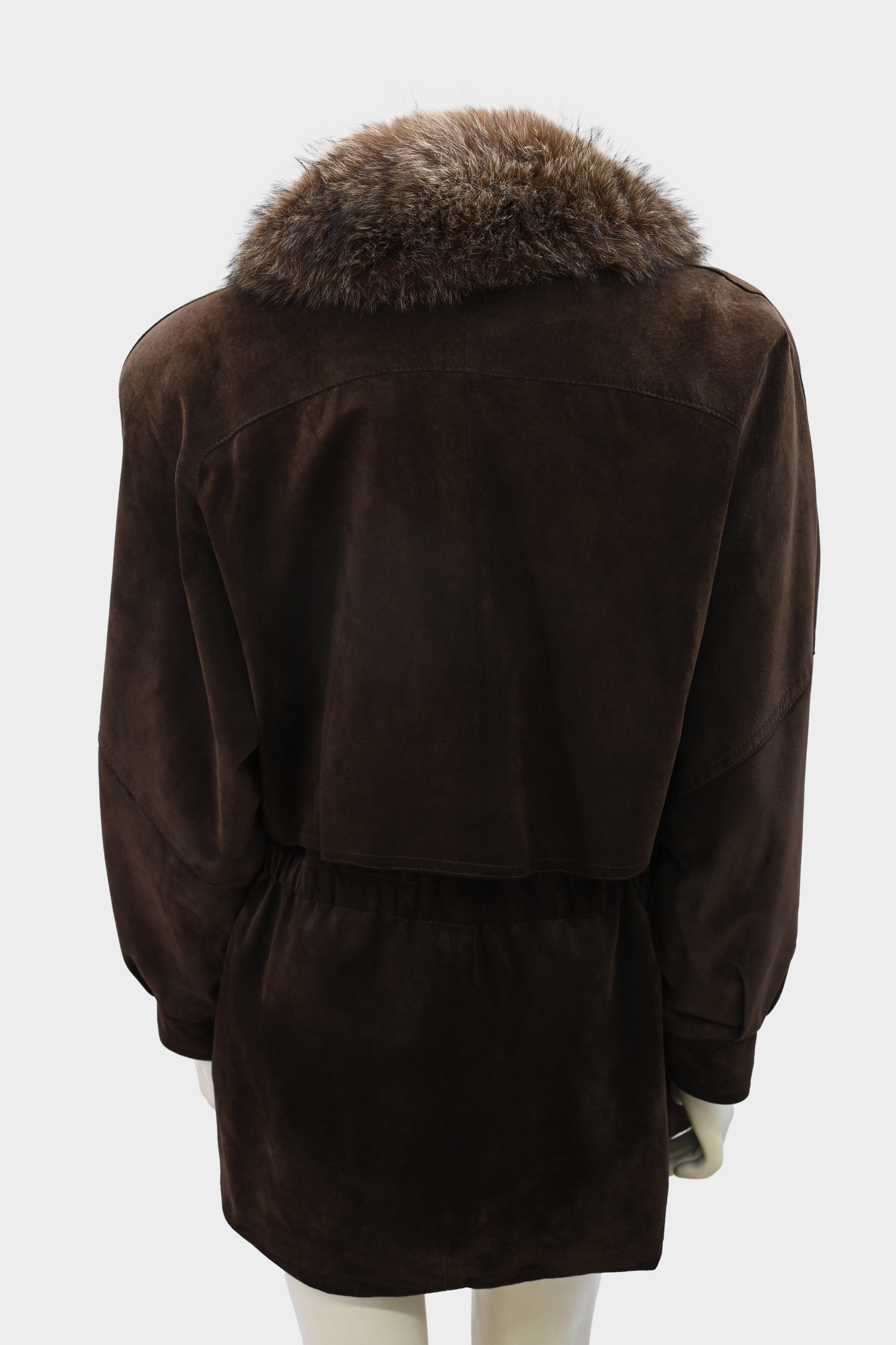 Vintage Leather Jacket with Raccoon Fur Collar