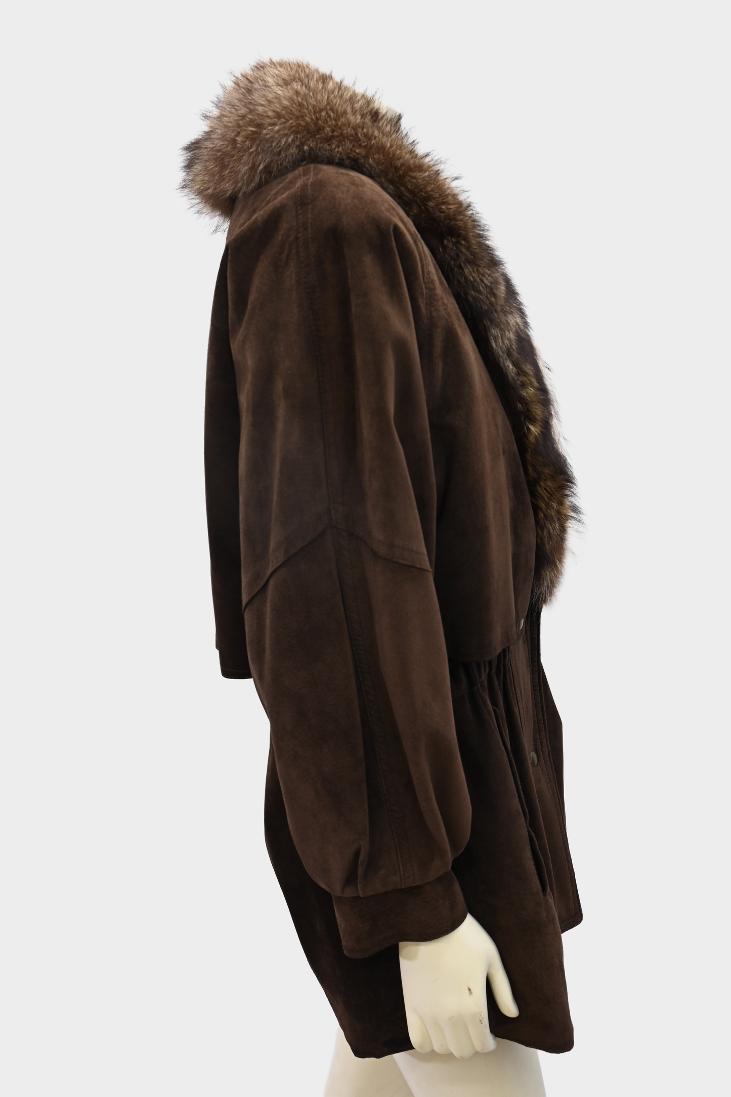 Vintage Leather Jacket with Raccoon Fur Collar