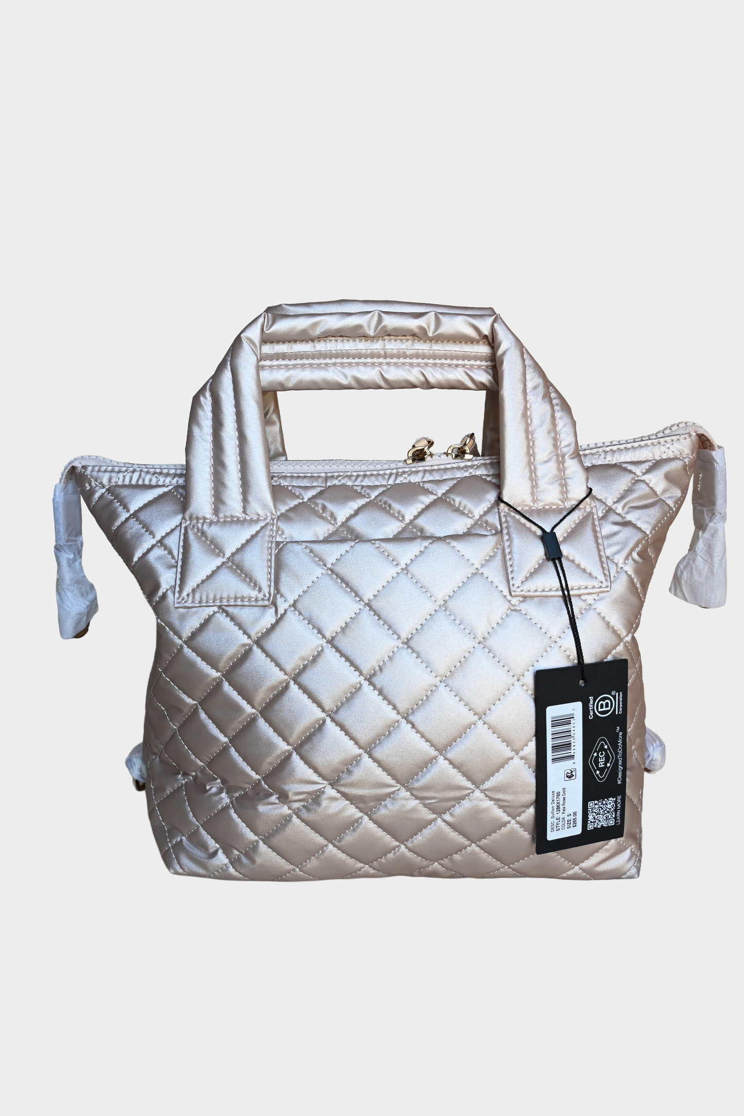 MZ Wallace Small Sutton Deluxe Rose Gold Quilted Tote NWT