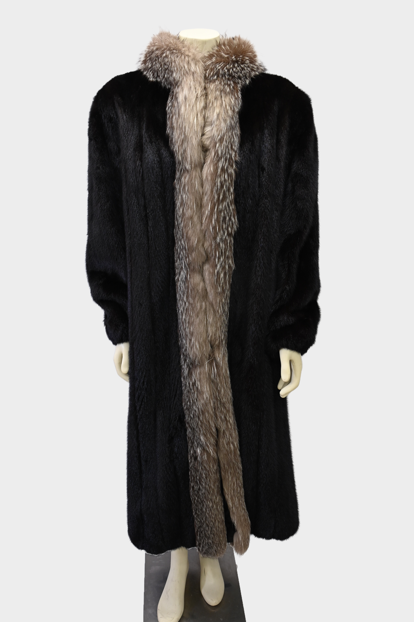 Mink Coat with Silver Fox Tuxedo Trim