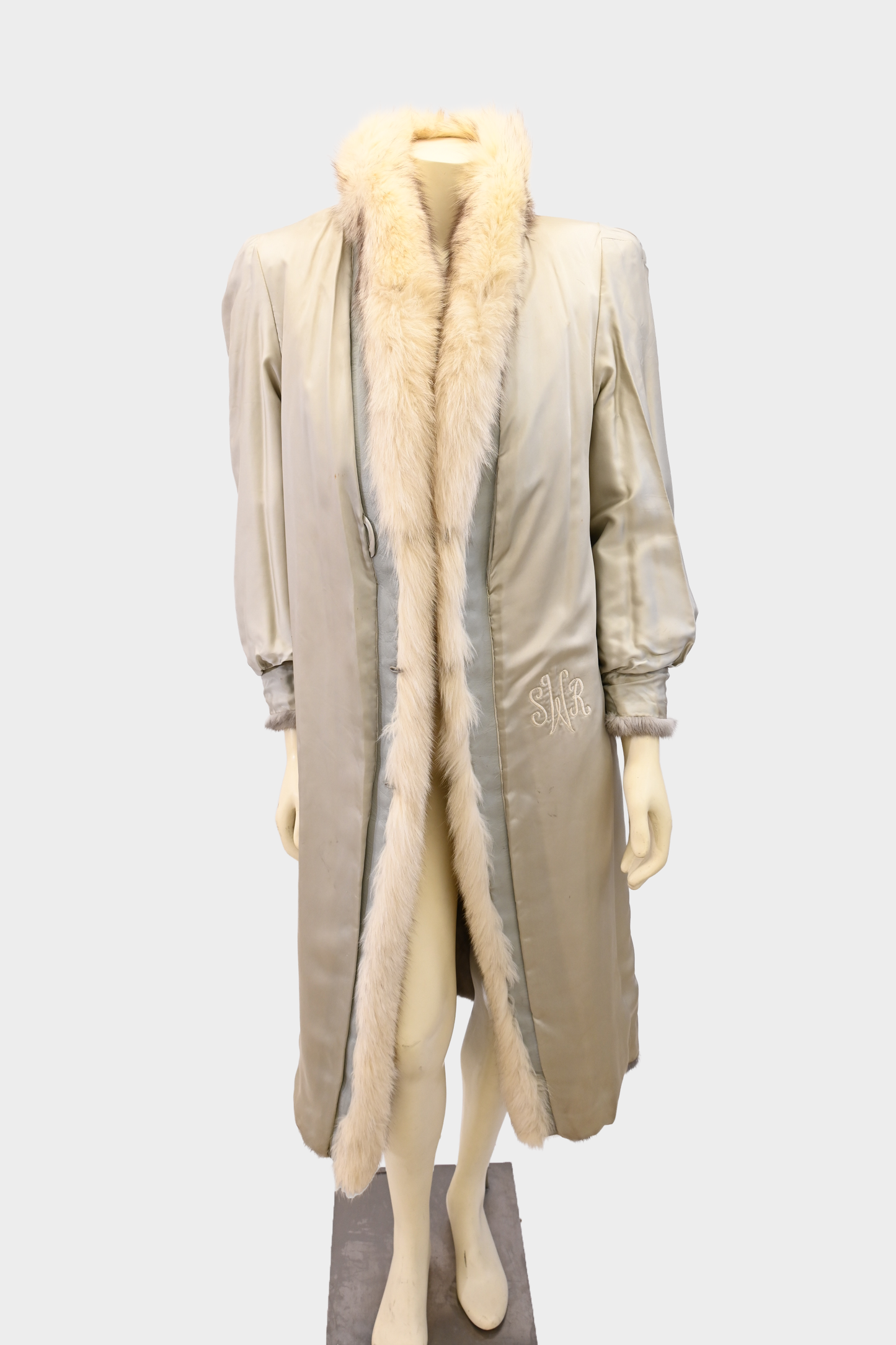 Sapphire Full Length Mink Coat with Fox Fur Tuxedo Trim