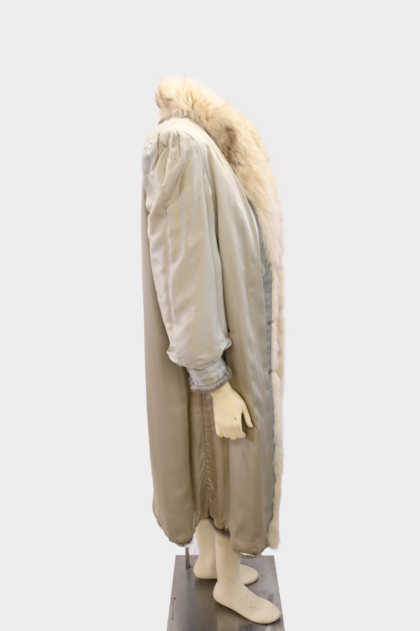 Sapphire Full Length Mink Coat with Fox Fur Tuxedo Trim