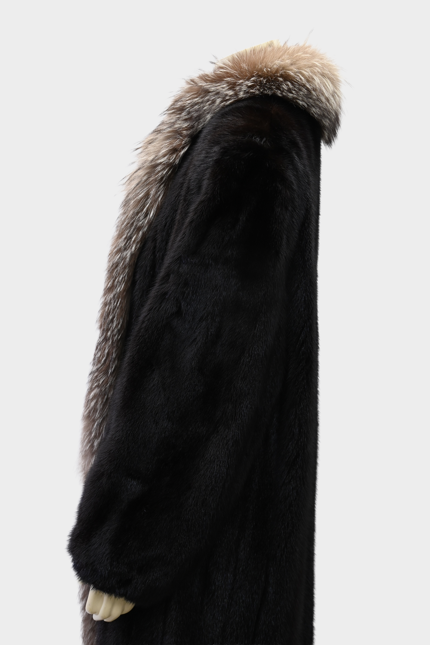 Mink Coat with Silver Fox Tuxedo Trim