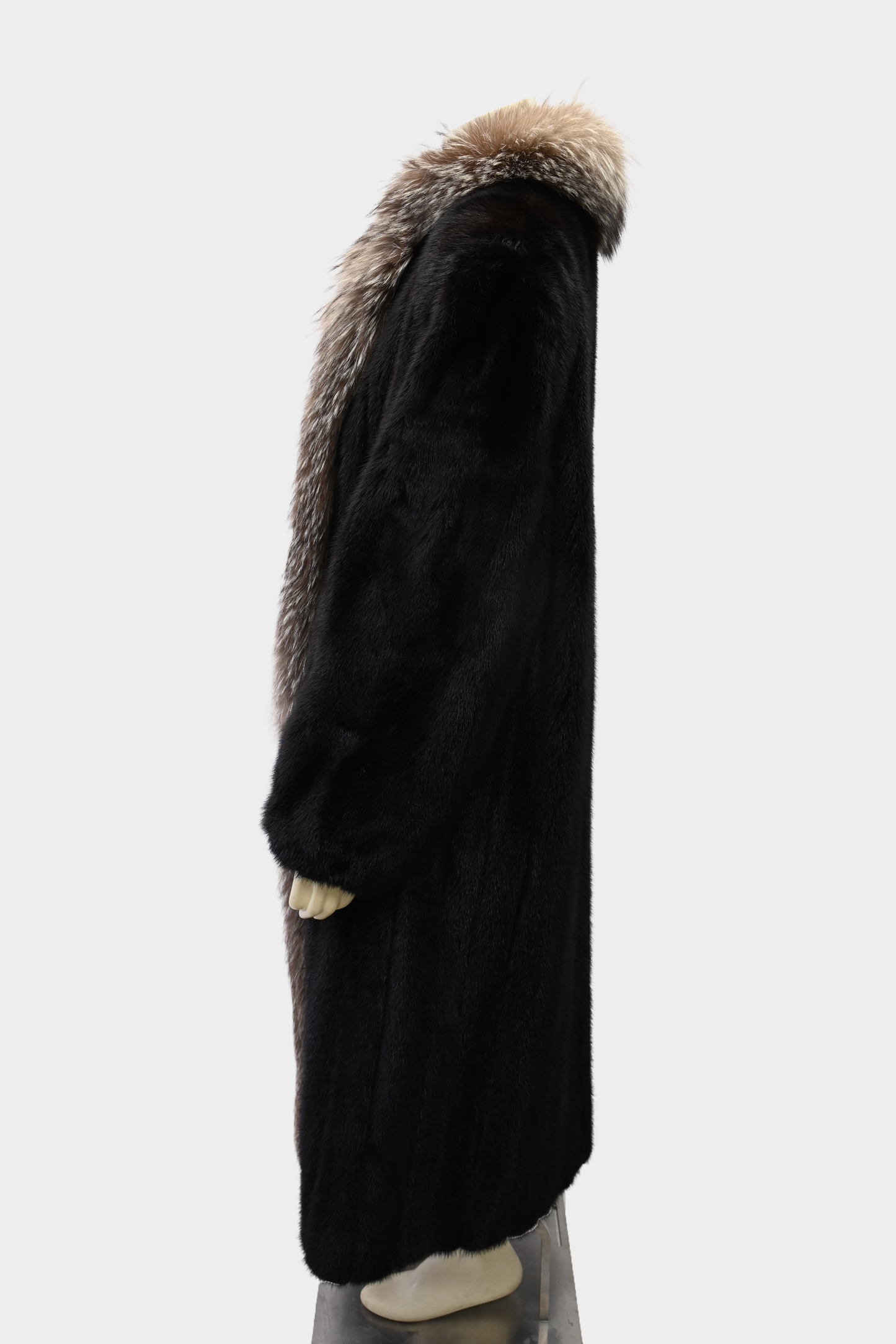 Mink Coat with Silver Fox Tuxedo Trim
