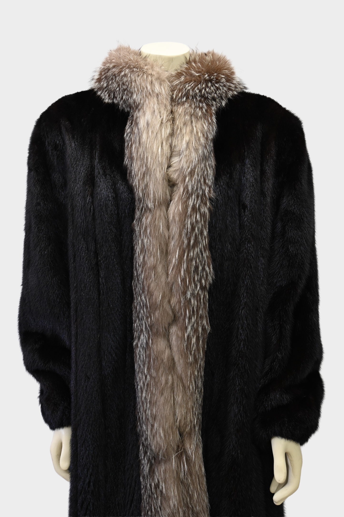 Mink Coat with Silver Fox Tuxedo Trim