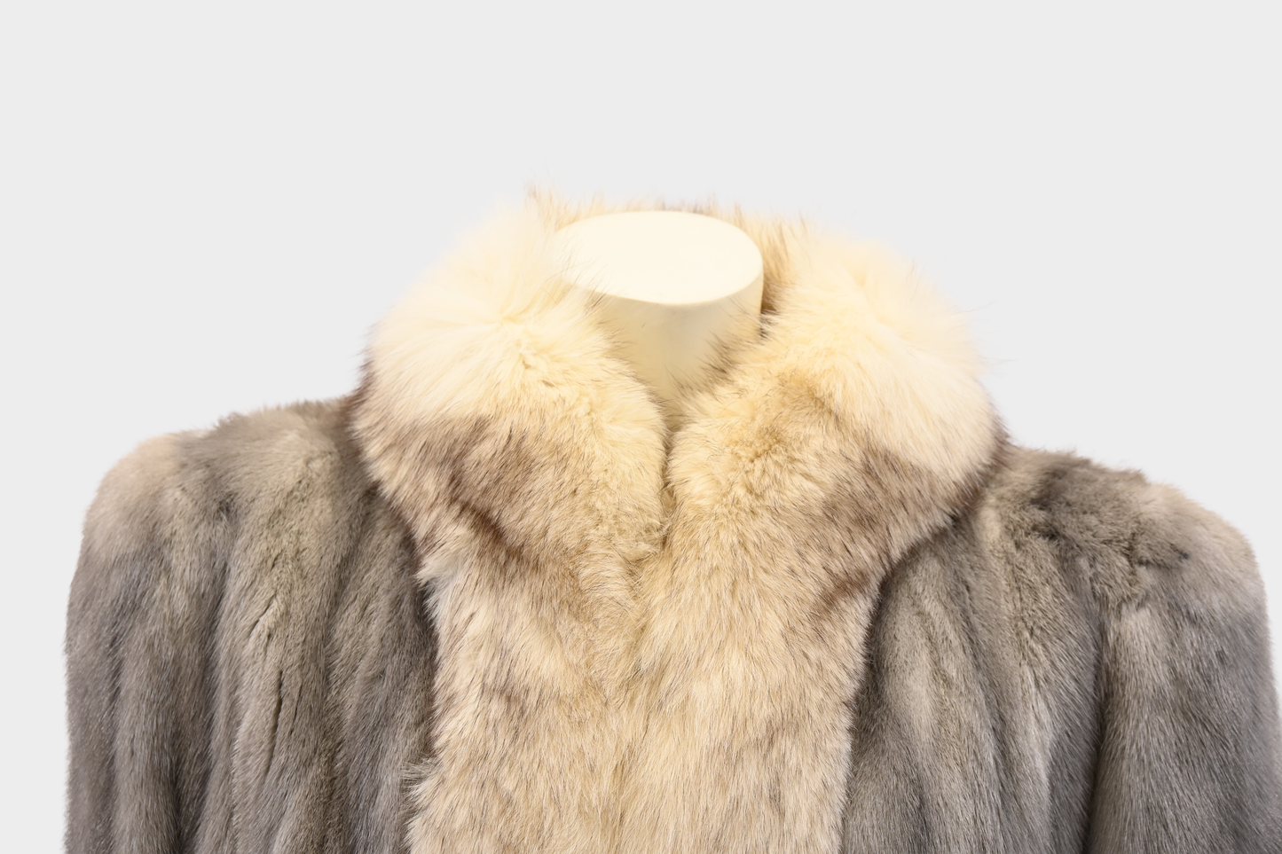 Sapphire Full Length Mink Coat with Fox Fur Tuxedo Trim