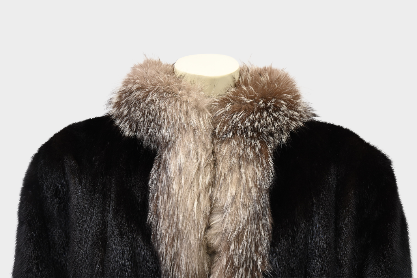 Mink Coat with Silver Fox Tuxedo Trim