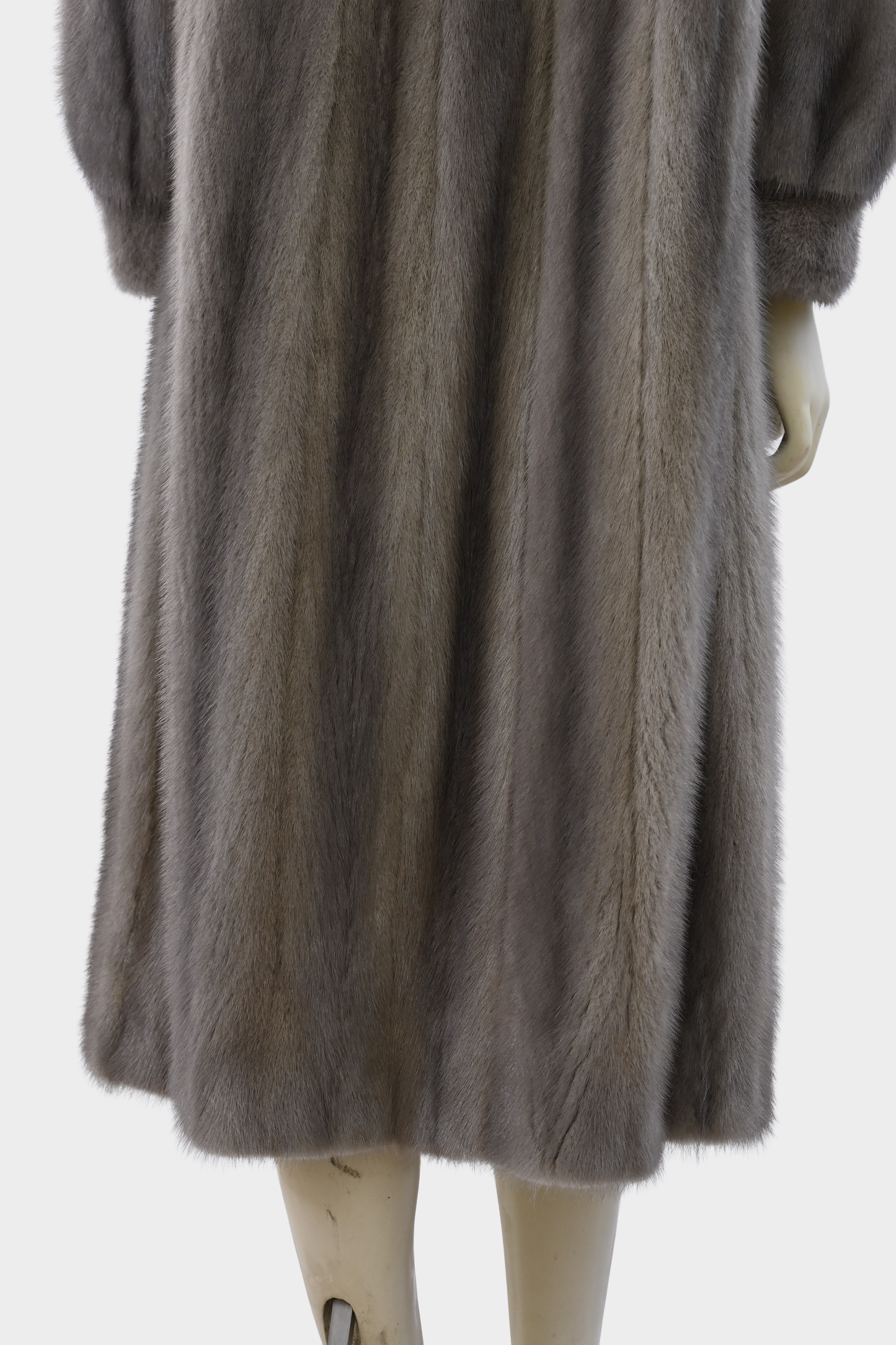 Sapphire Full Length Mink Coat with Fox Fur Tuxedo Trim