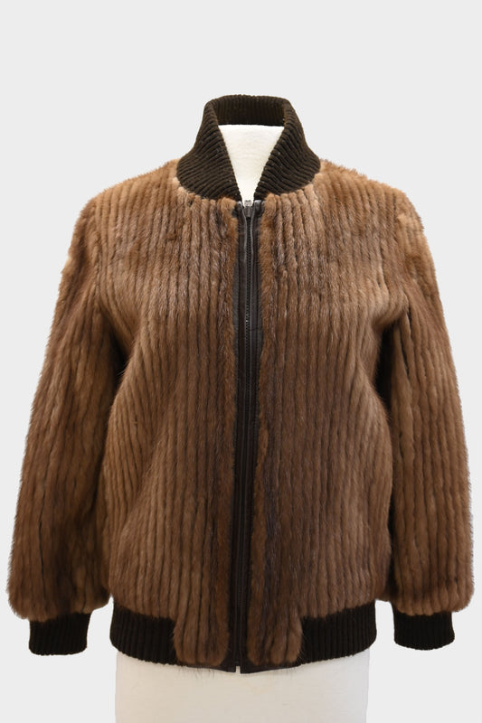 Mink & Leather Bomber Jacket