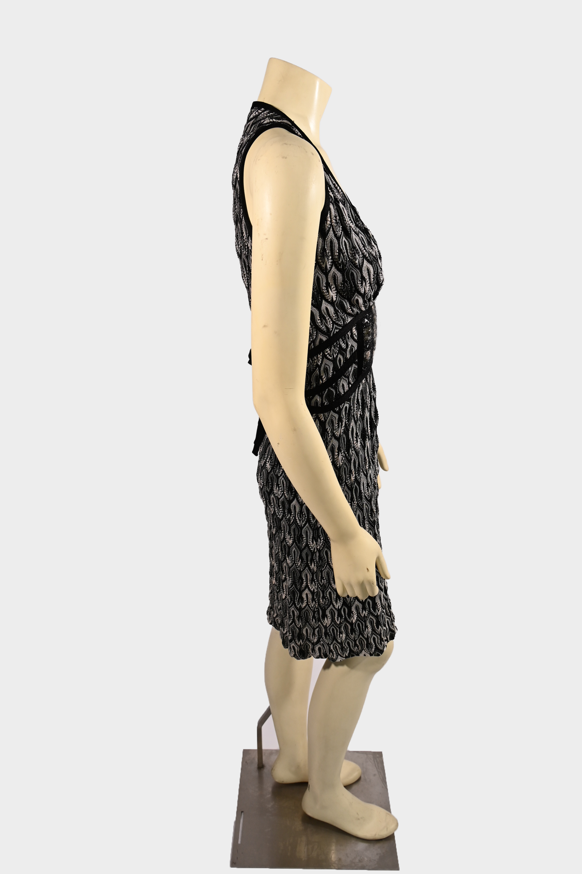 Missoni Black & White Sleeveless Knit Lace Panel Dress, SZ XS / S