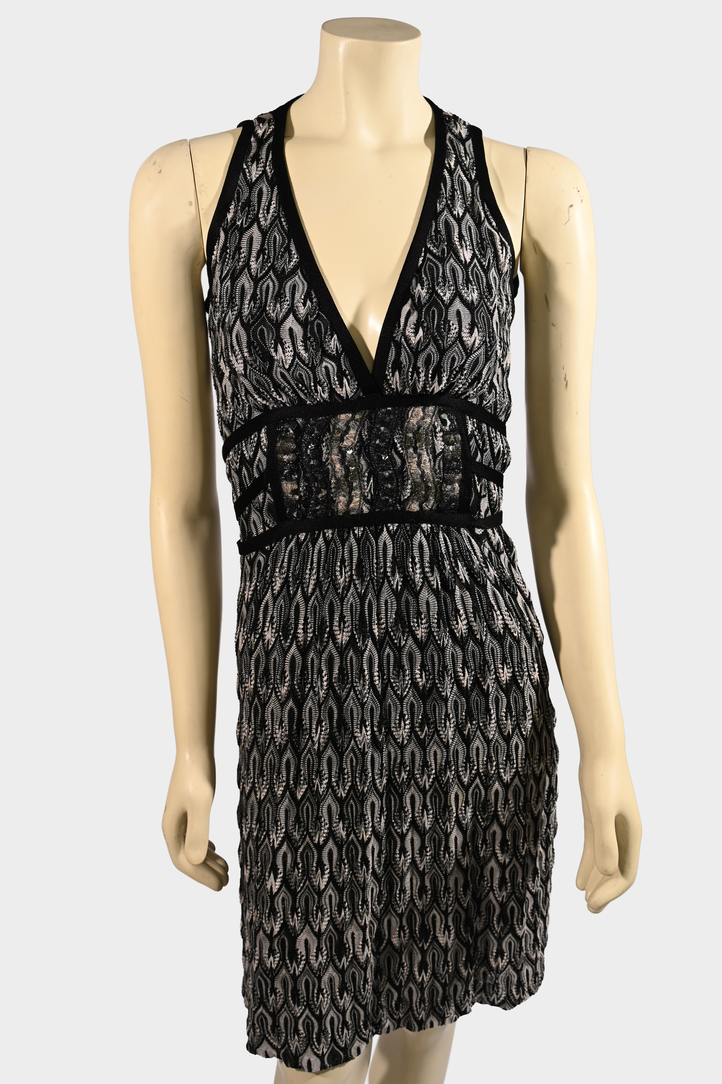 Missoni Black & White Sleeveless Knit Lace Panel Dress, SZ XS / S