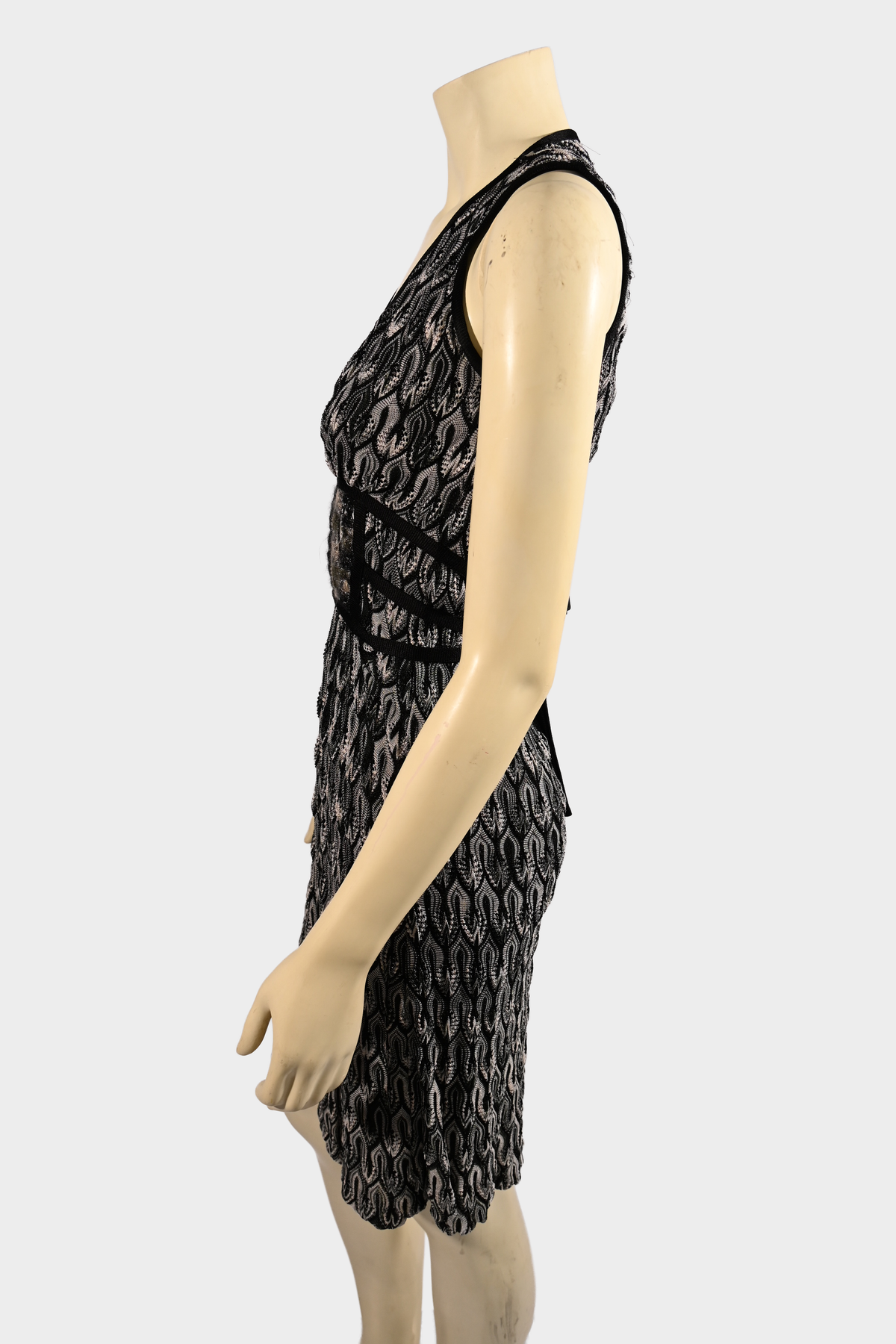 Missoni Black & White Sleeveless Knit Lace Panel Dress, SZ XS / S