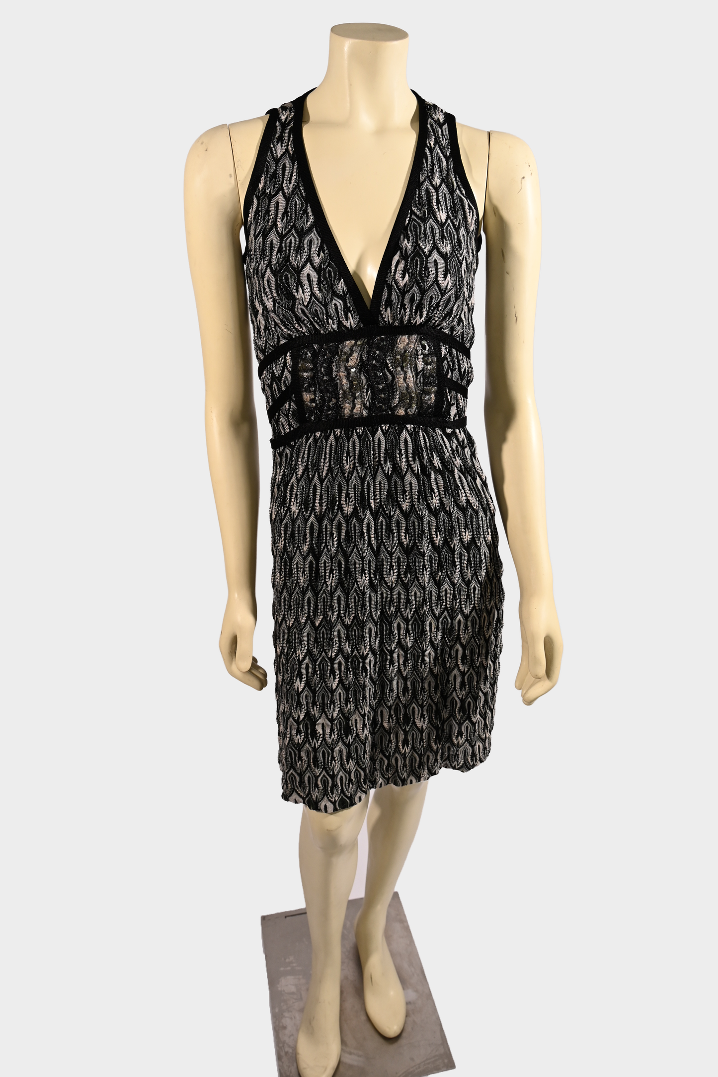 Missoni Black & White Sleeveless Knit Lace Panel Dress, SZ XS / S