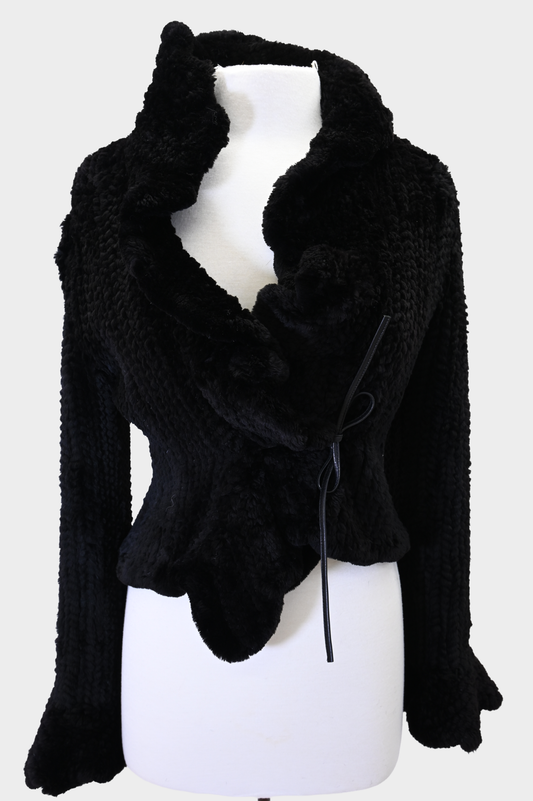 Rabbit Fur Scalloped Jacket