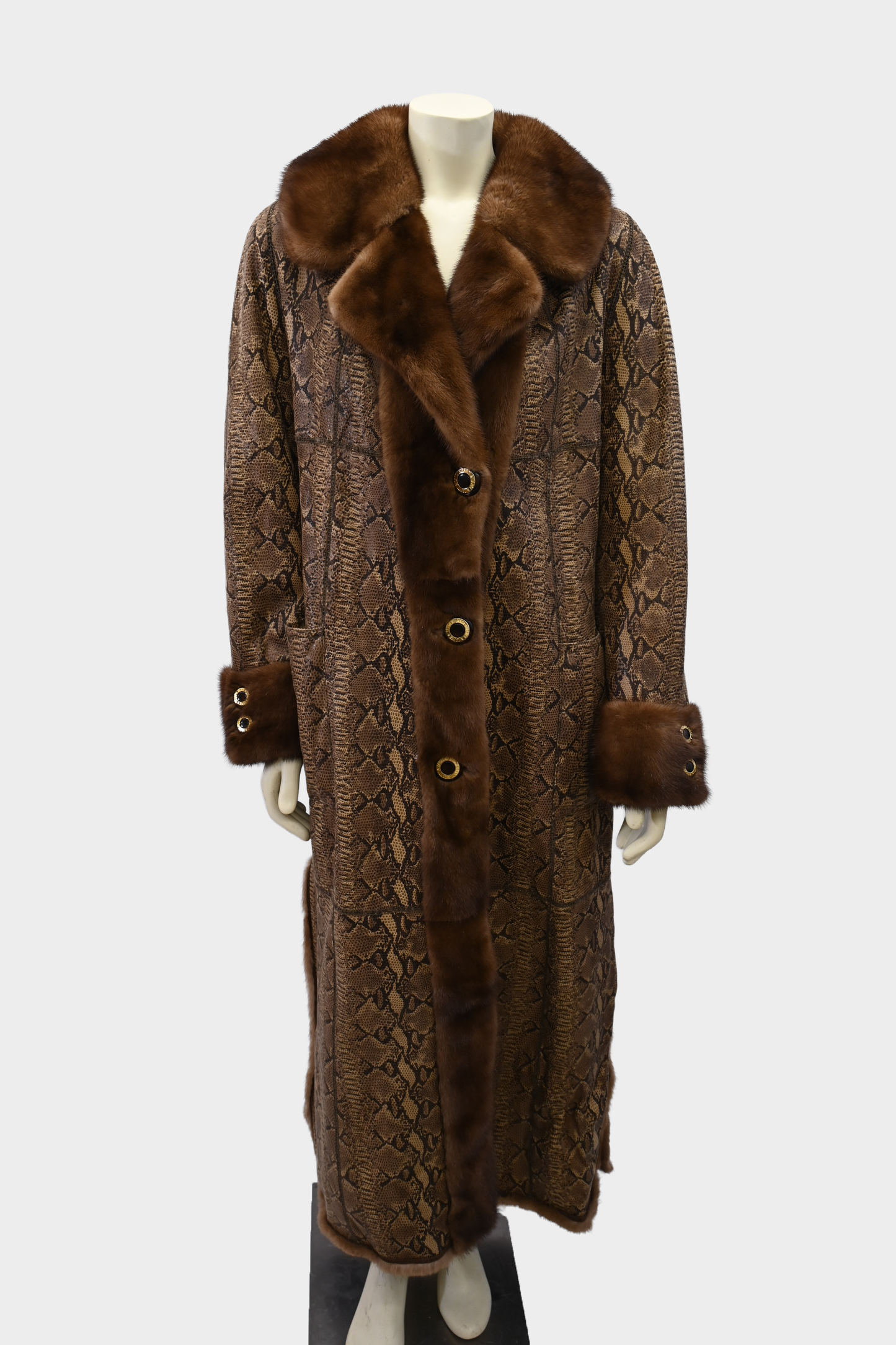 Mink Fur and Snakeprint Reversible Coat