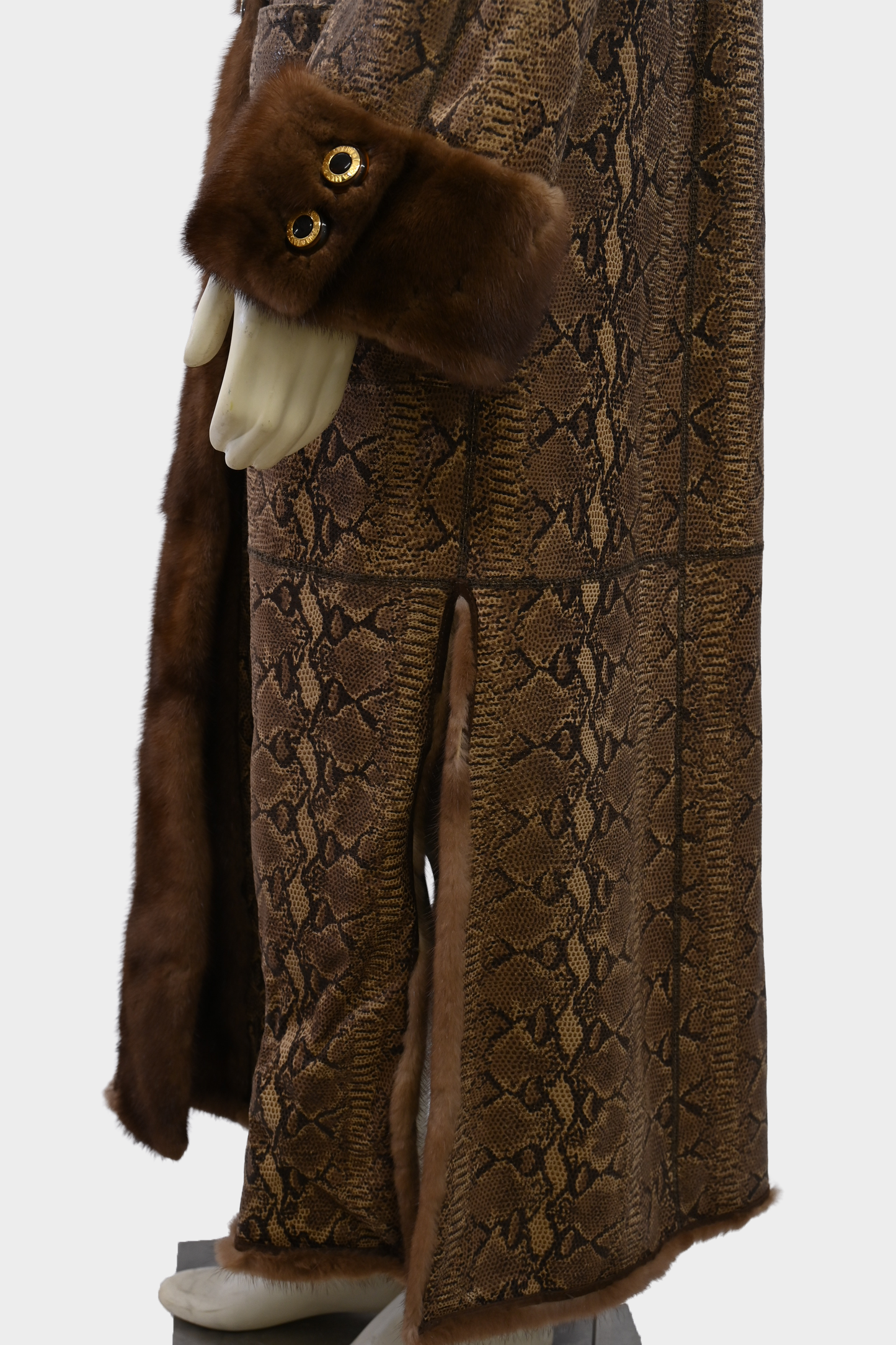 Mink Fur and Snakeprint Reversible Coat