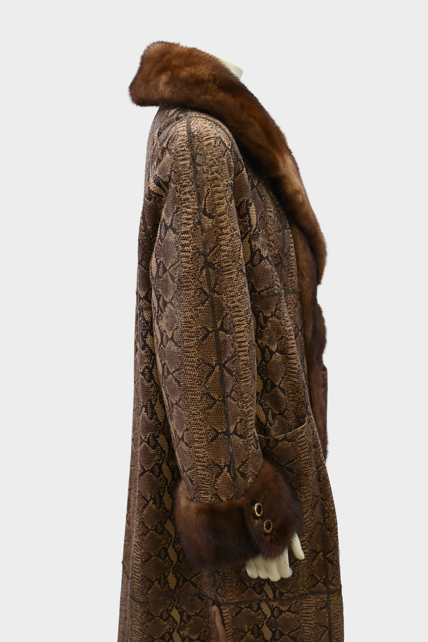 Mink Fur and Snakeprint Reversible Coat
