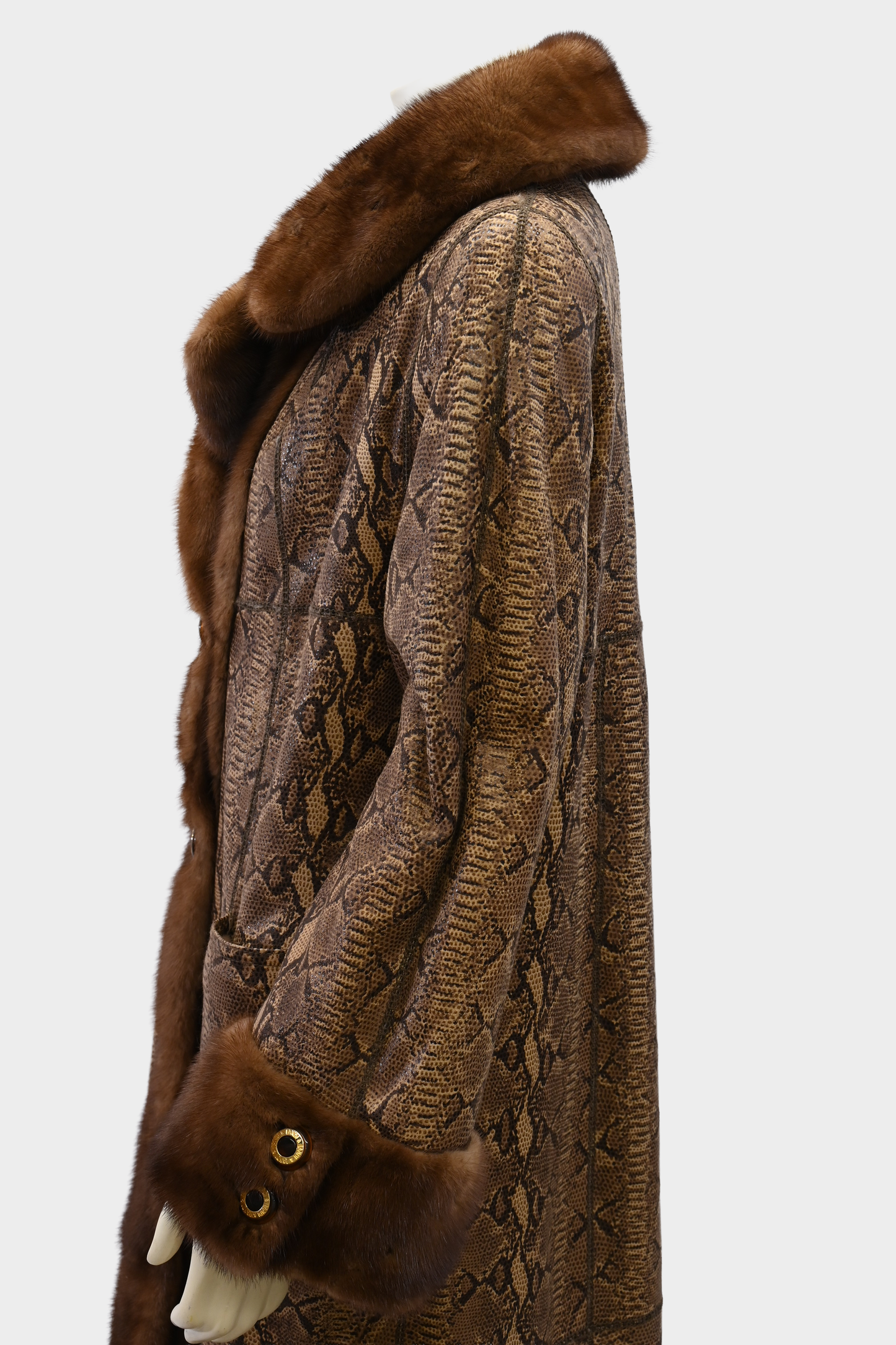Mink Fur and Snakeprint Reversible Coat