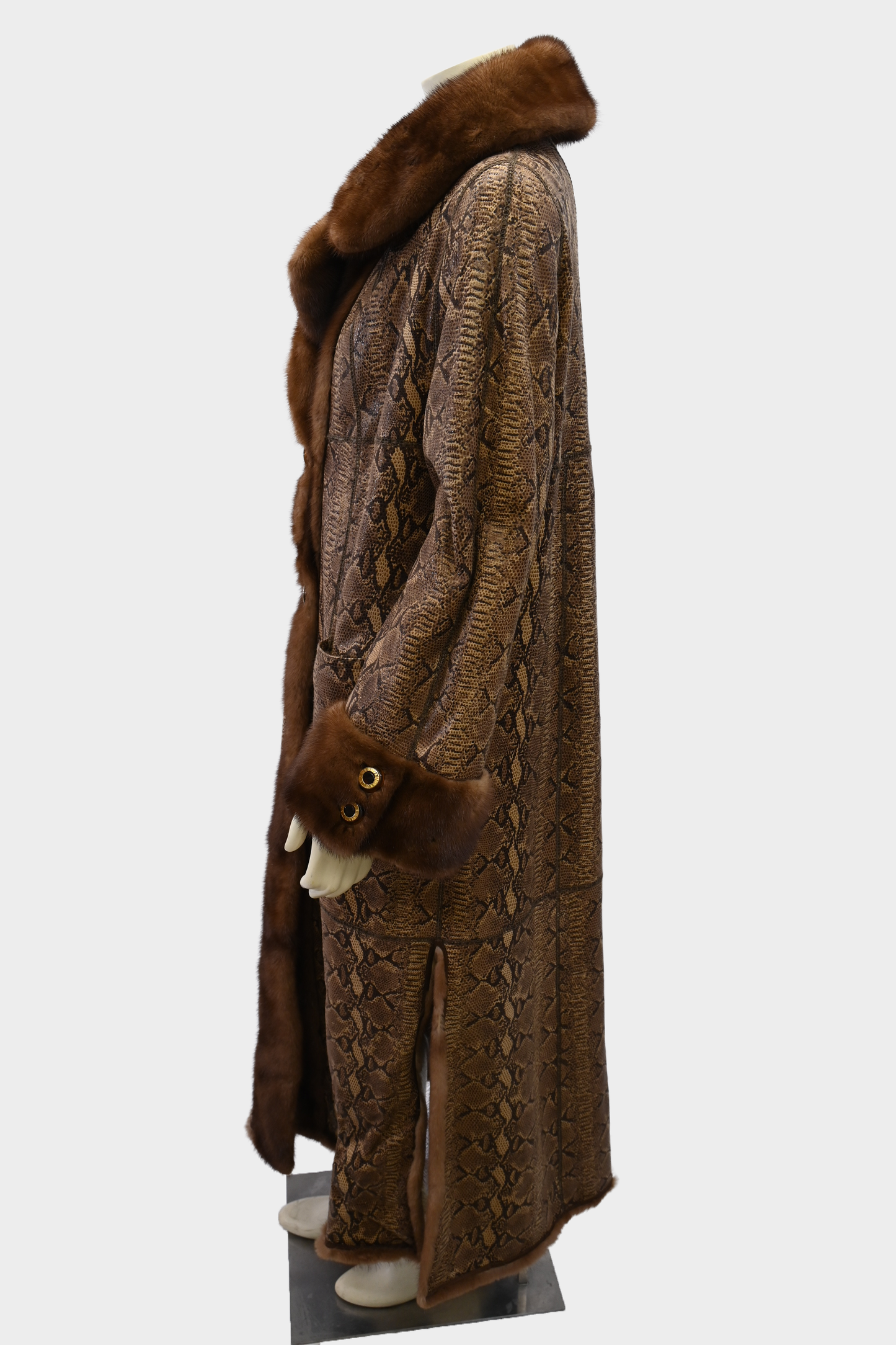 Mink Fur and Snakeprint Reversible Coat