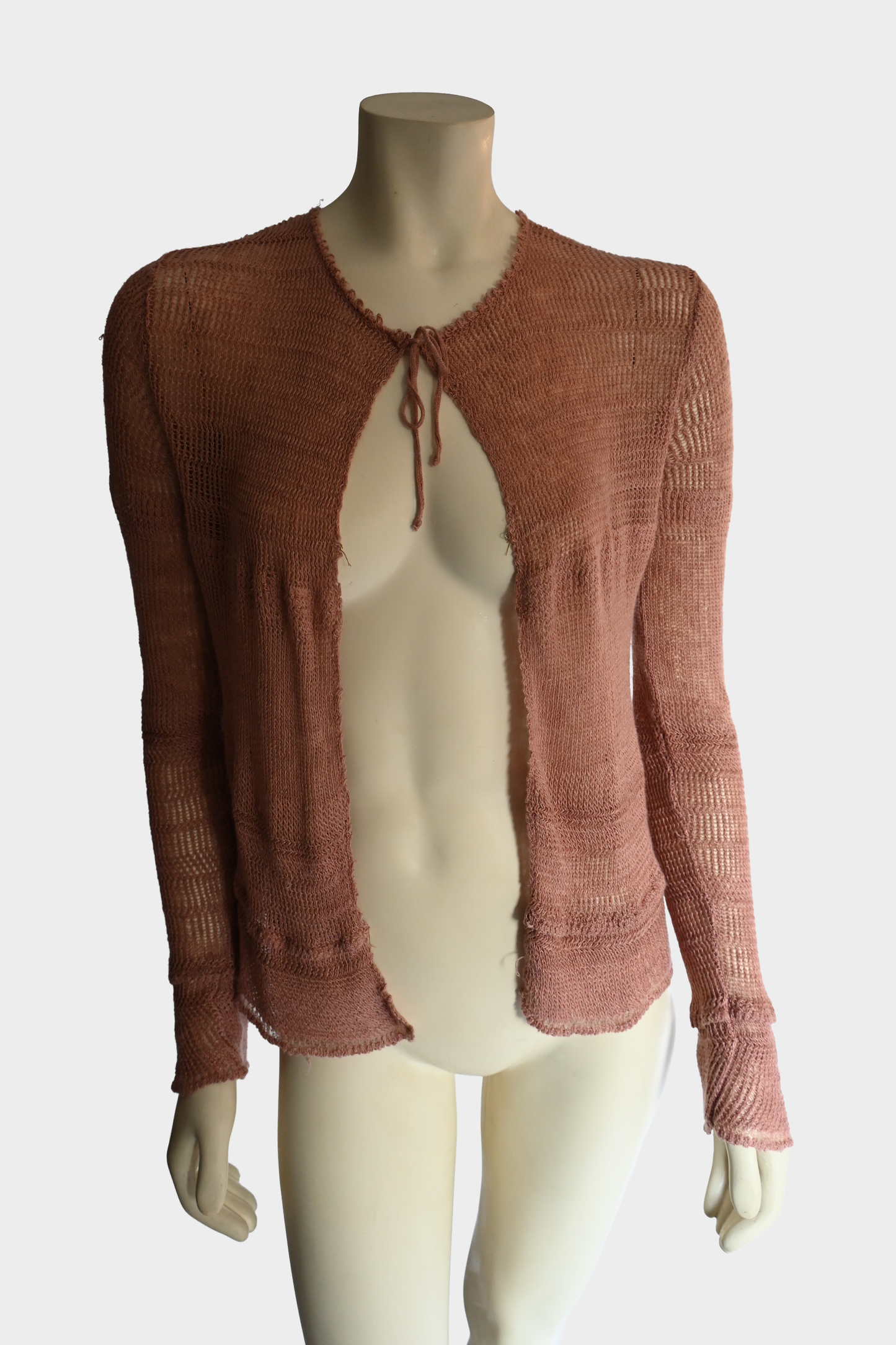 Ralph Lauren Purple Label 100% Linen Open Knit Tie Front Cardigan
