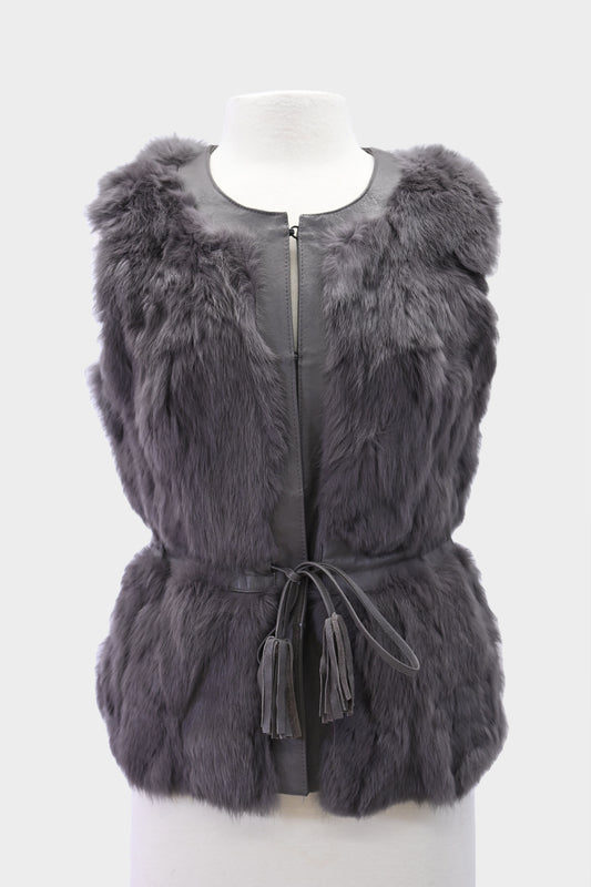 Rabbit Fur & Leather Vest