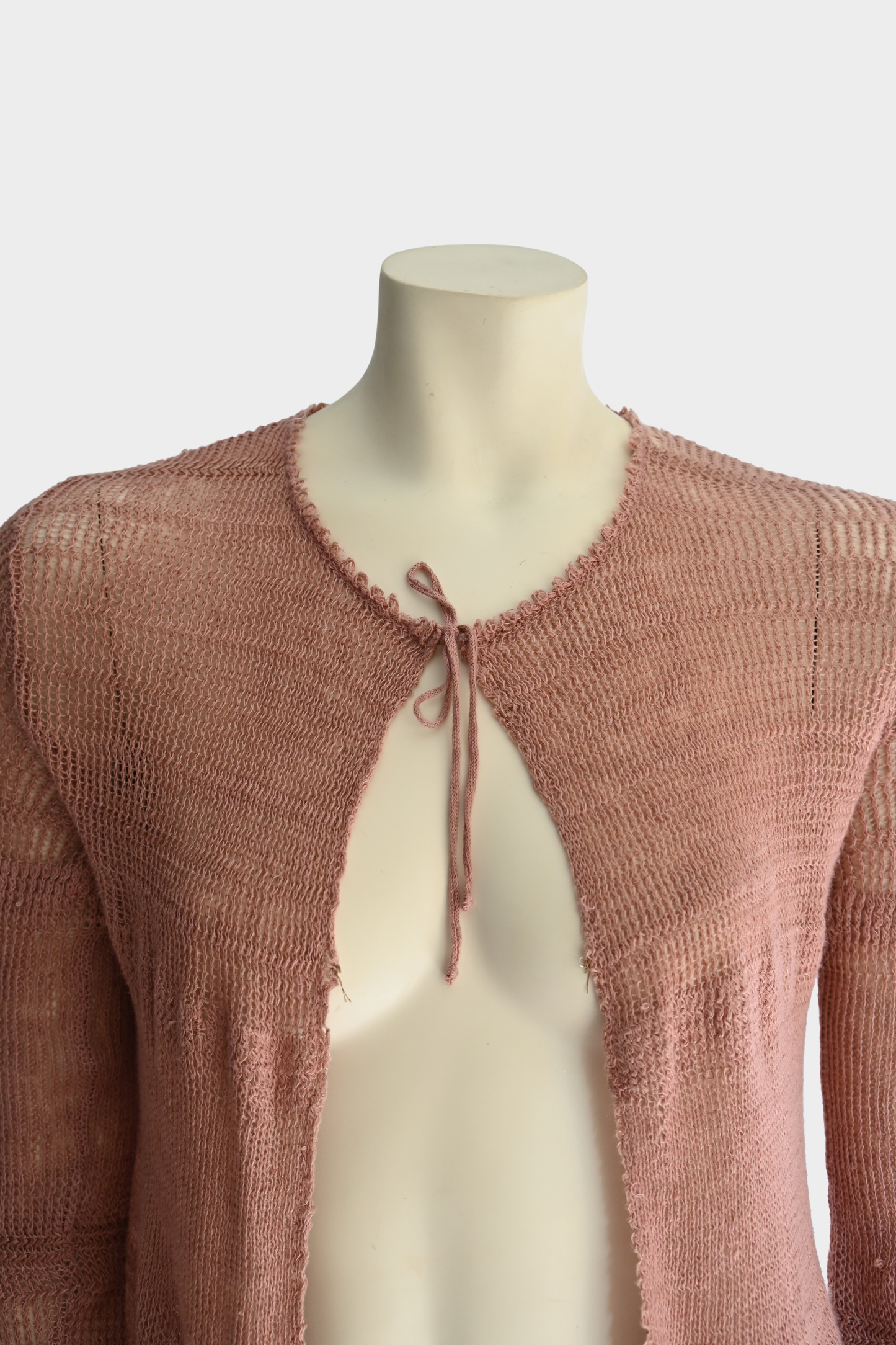 Ralph Lauren Purple Label 100% Linen Open Knit Tie Front Cardigan