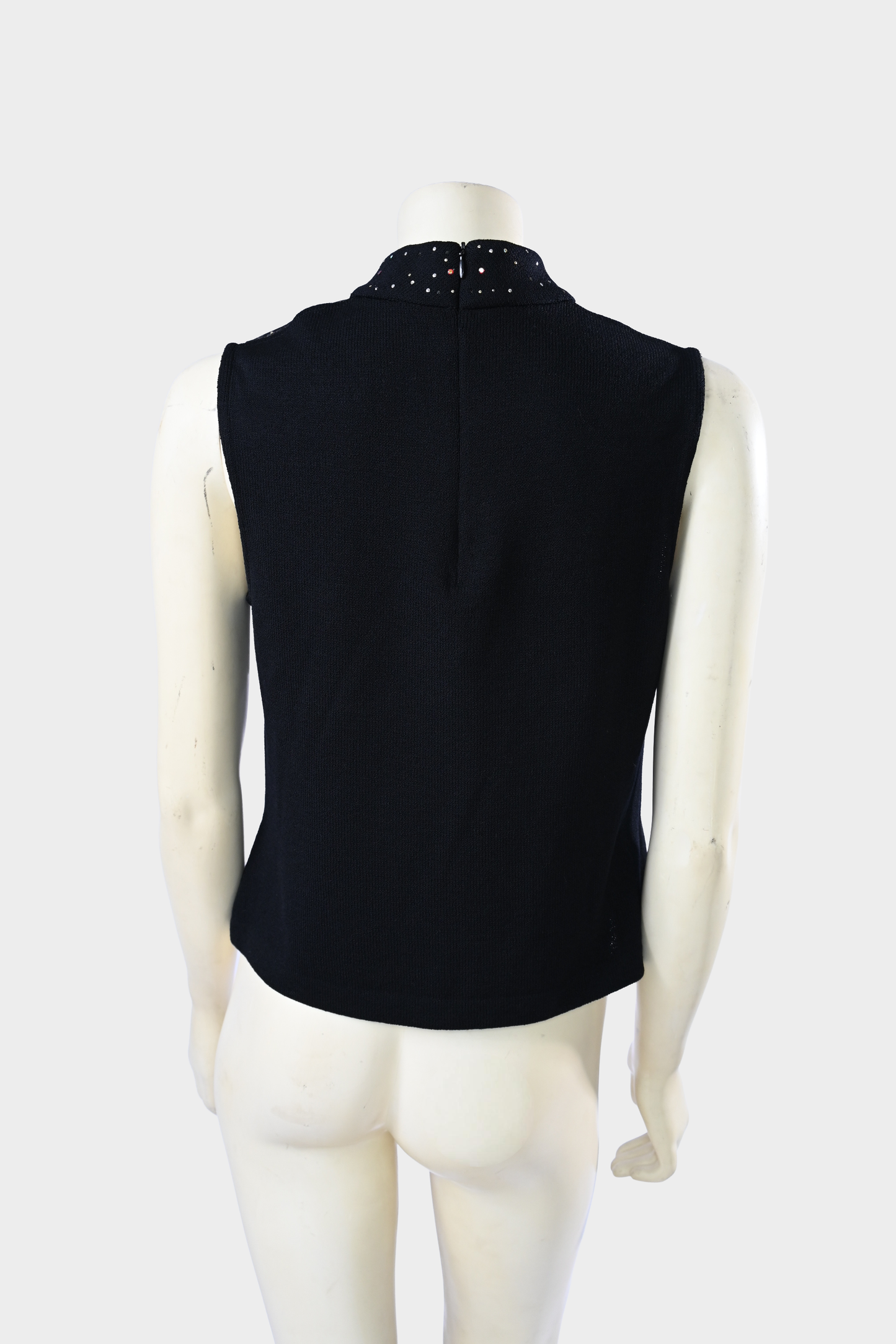 St. John Evening Knit Top with Crystal Mesh Mock Neck
