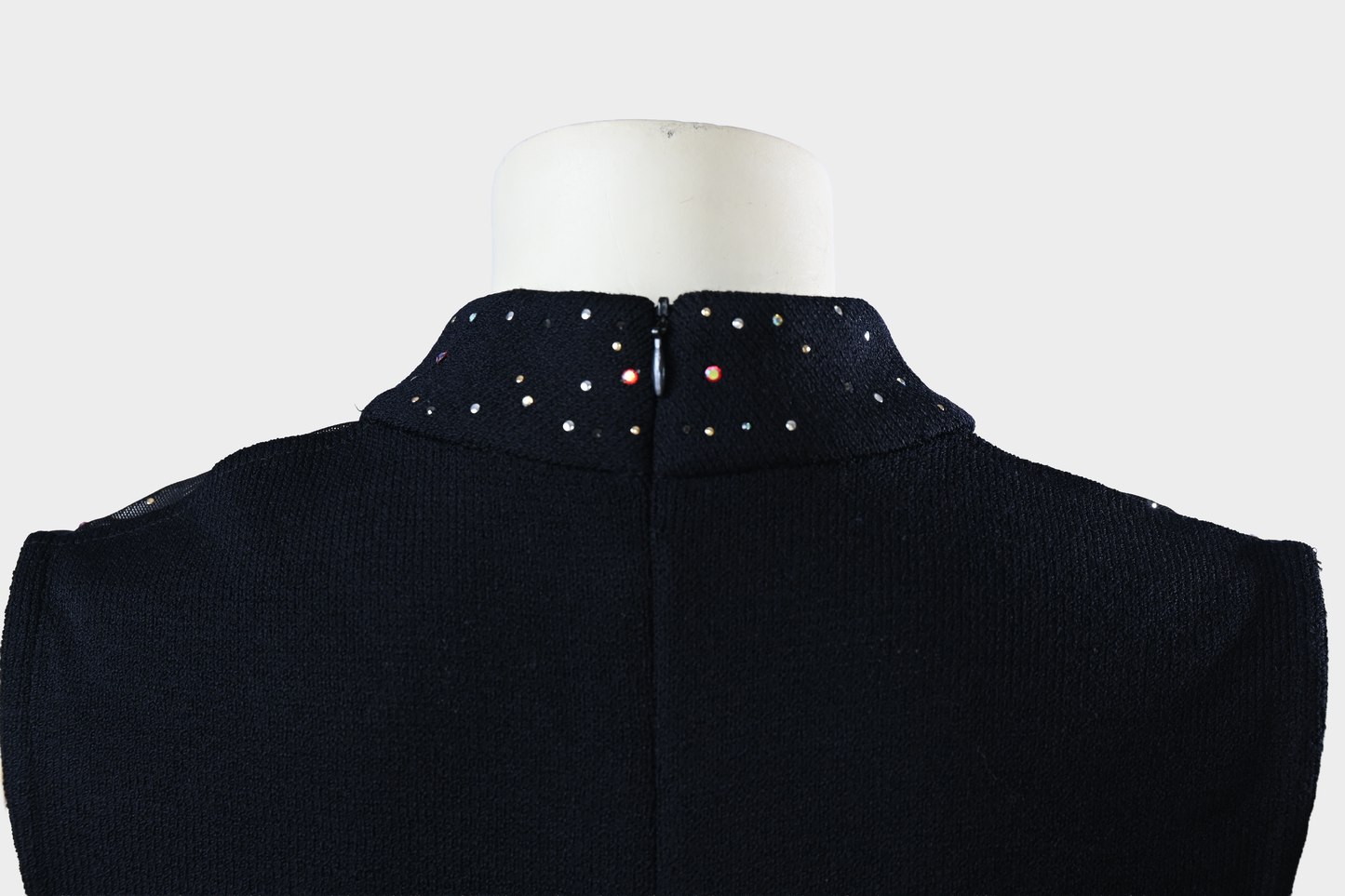 St. John Evening Knit Top with Crystal Mesh Mock Neck