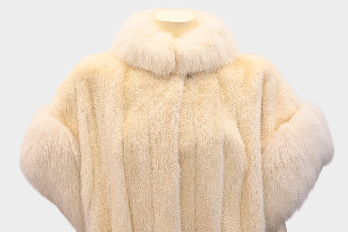 Ivory Mink Cape Vest with White Fox Fur Trim