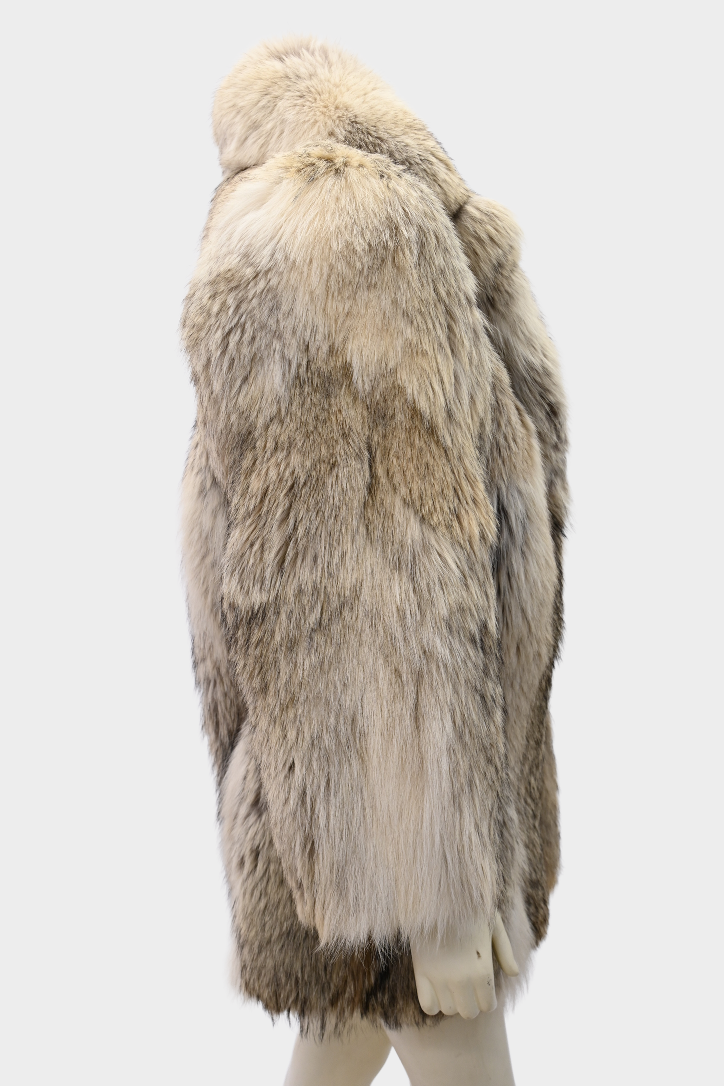 Coyote Fur Coat with Shawl Collar