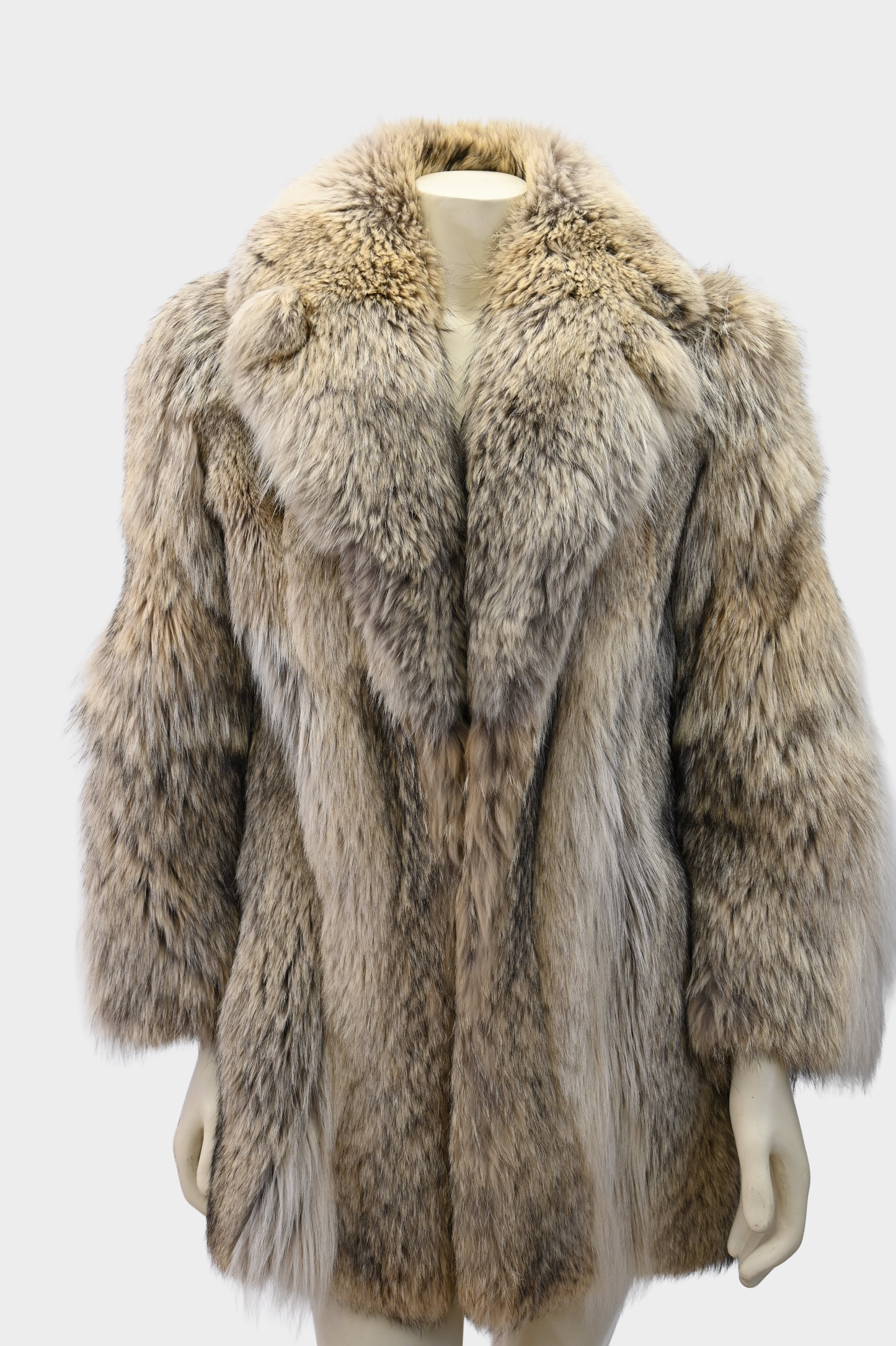 Coyote Fur Coat with Shawl Collar