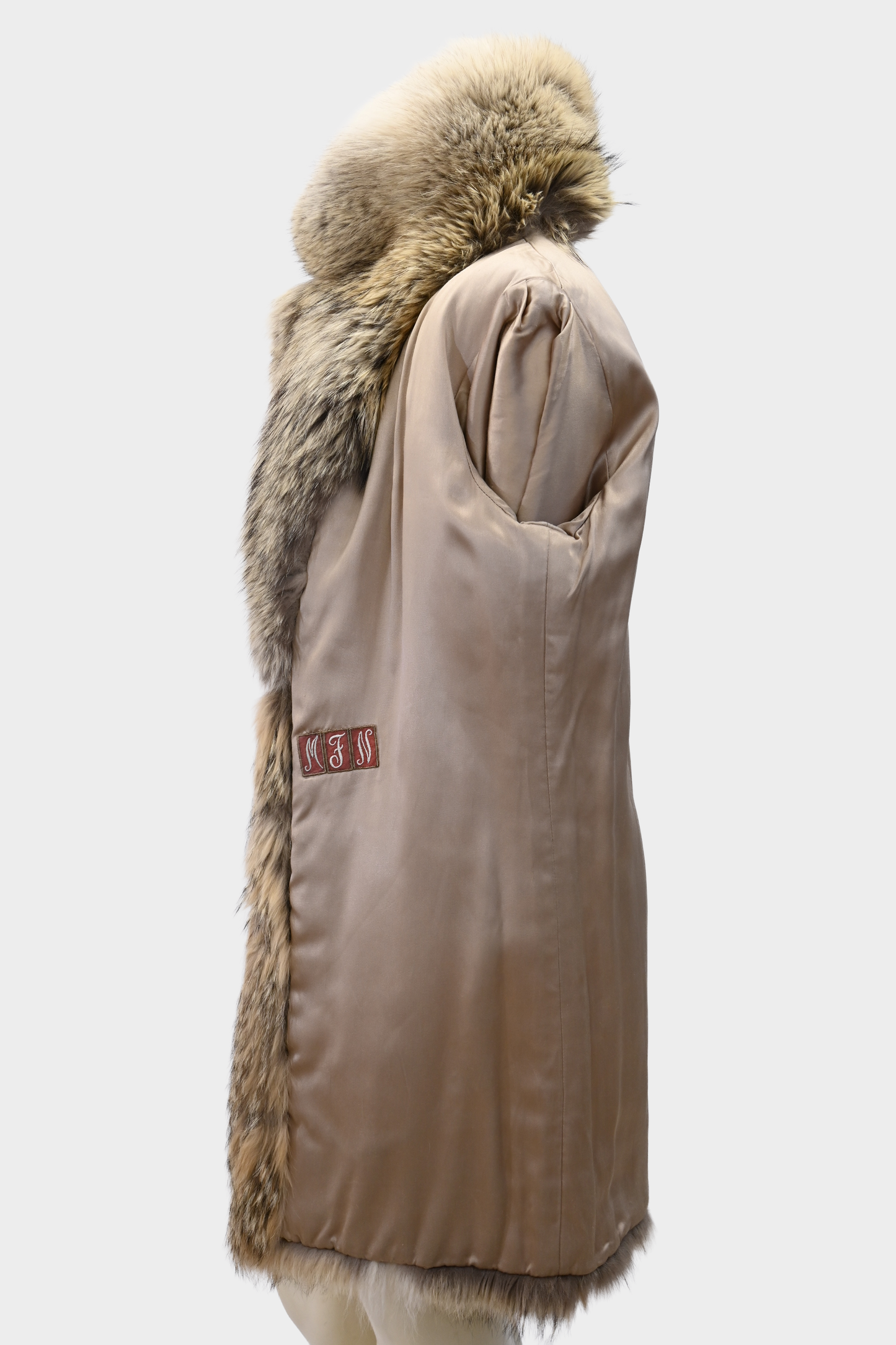 Coyote Fur Coat with Shawl Collar