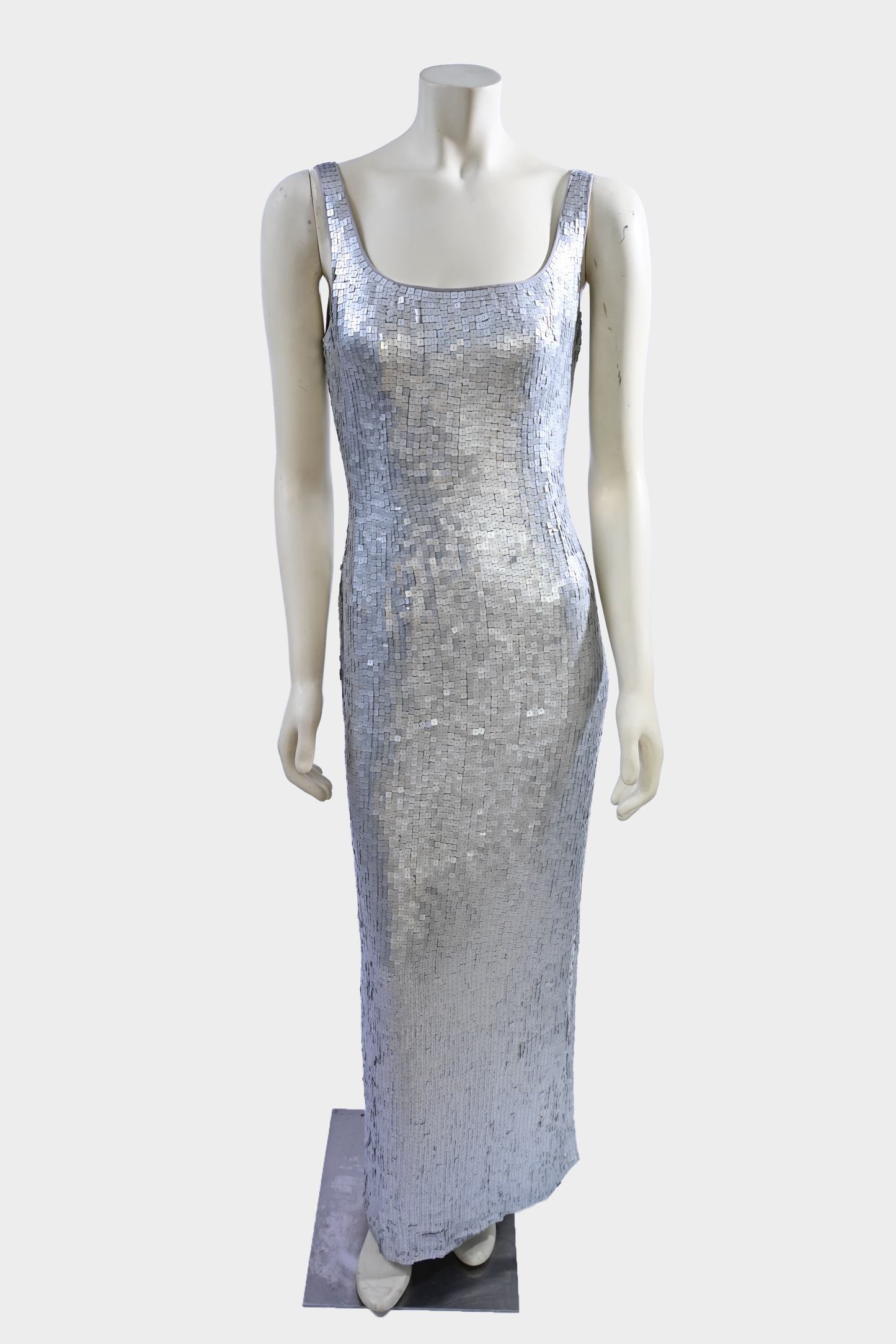 Vintage Saks Fifth Avenue Silver Hand-Beaded Silk Open-Back Evening Go – Elite Repeat Shop