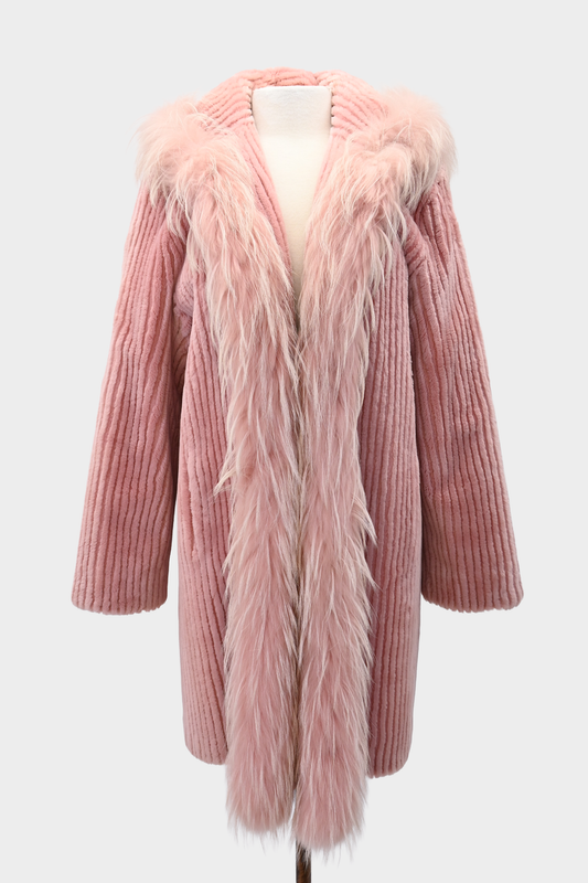 Zuki Sheared Beaver & Feathered Fox Fur Coat