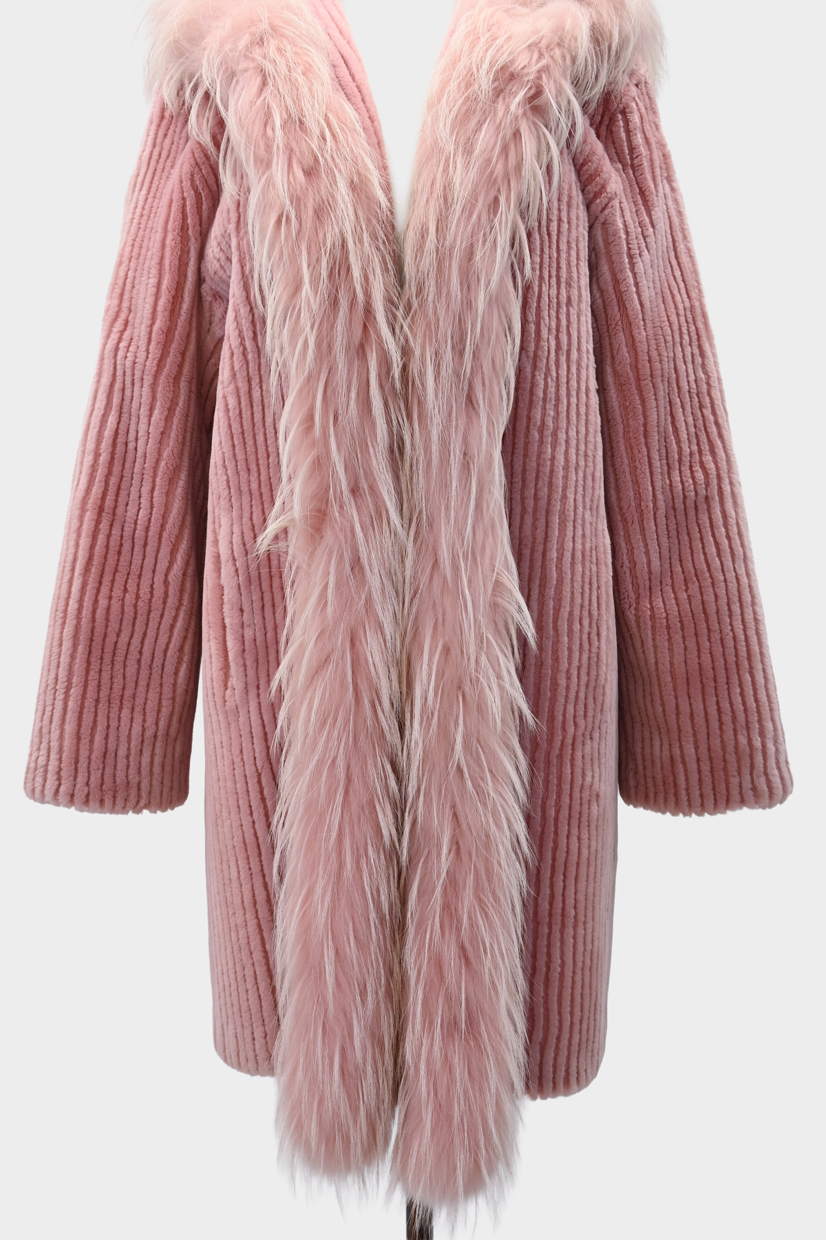Zuki Sheared Beaver & Feathered Fox Fur Coat
