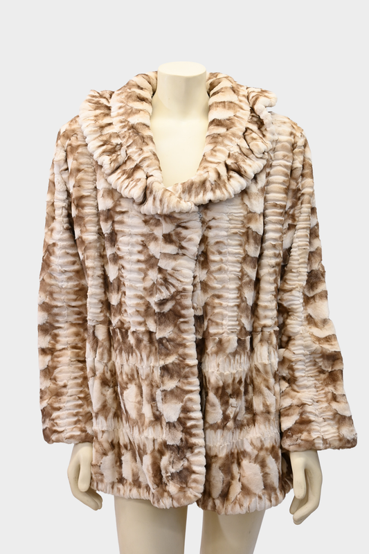 Elan Furs Two-Tone Sheared Mink Ruffle Jacket