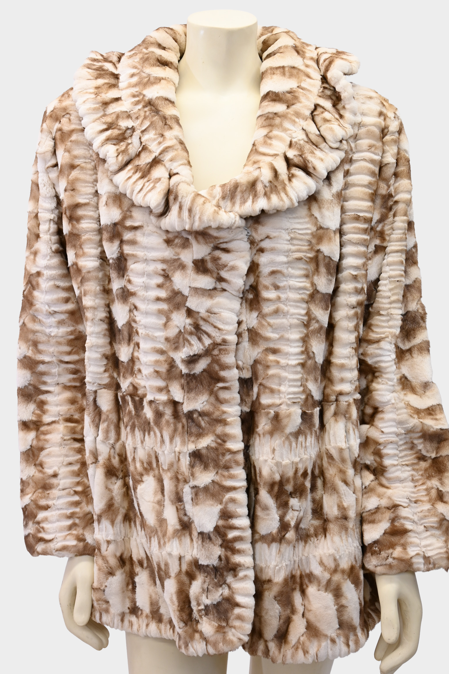 Elan Furs Two-Tone Sheared Mink Ruffle Jacket
