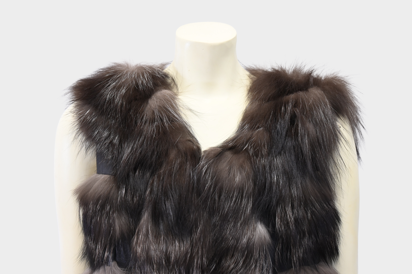 Silver Fox Fur and Leather Longline Vest