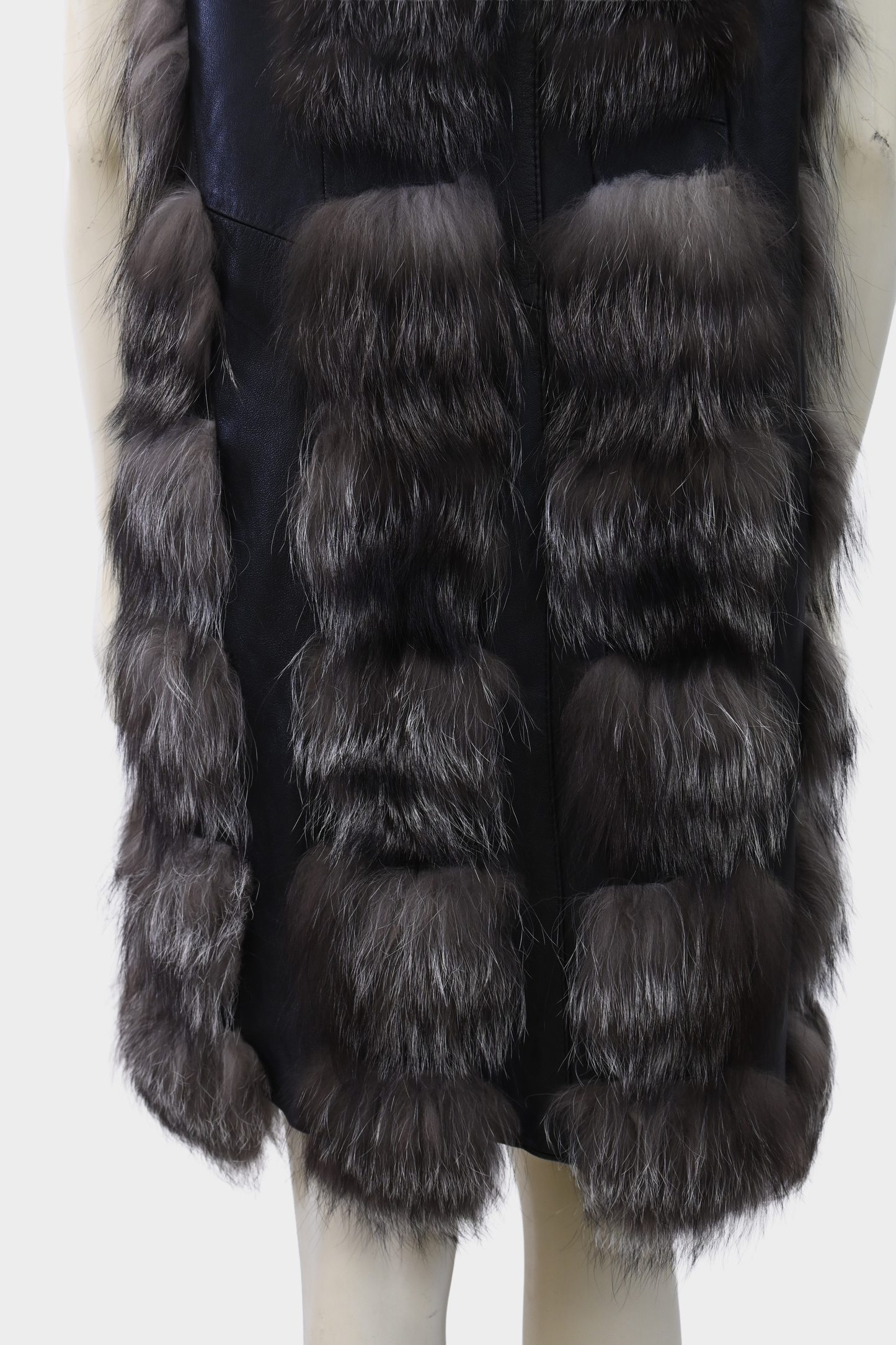 Silver Fox Fur and Leather Longline Vest