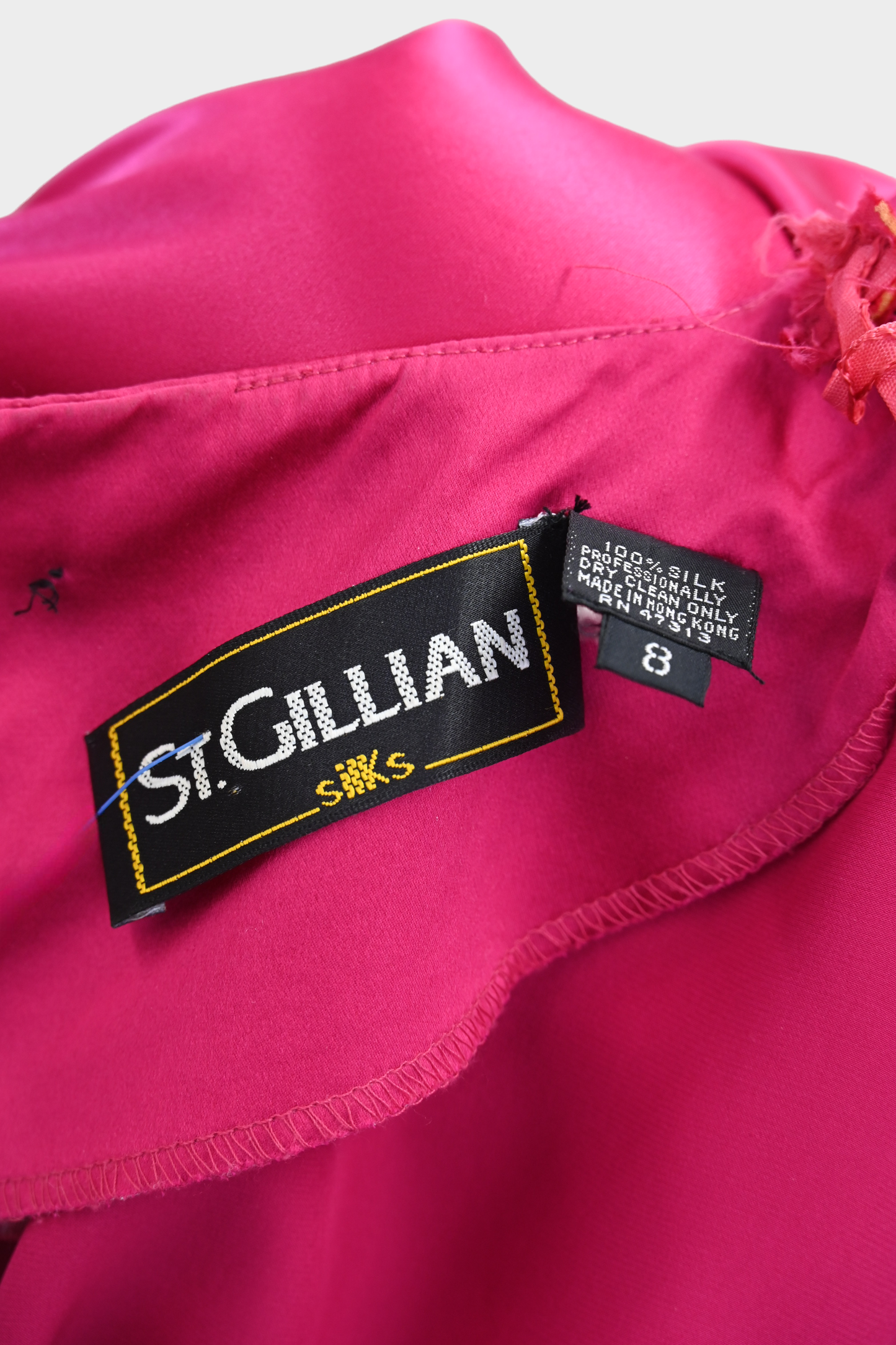 Vintage St. Gillian Pink Silk Belted Ruffle Dress