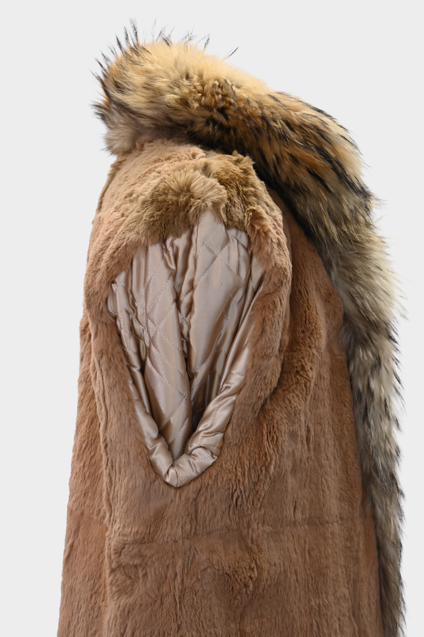 Suede Hand-Painted Coat with Fur Trim