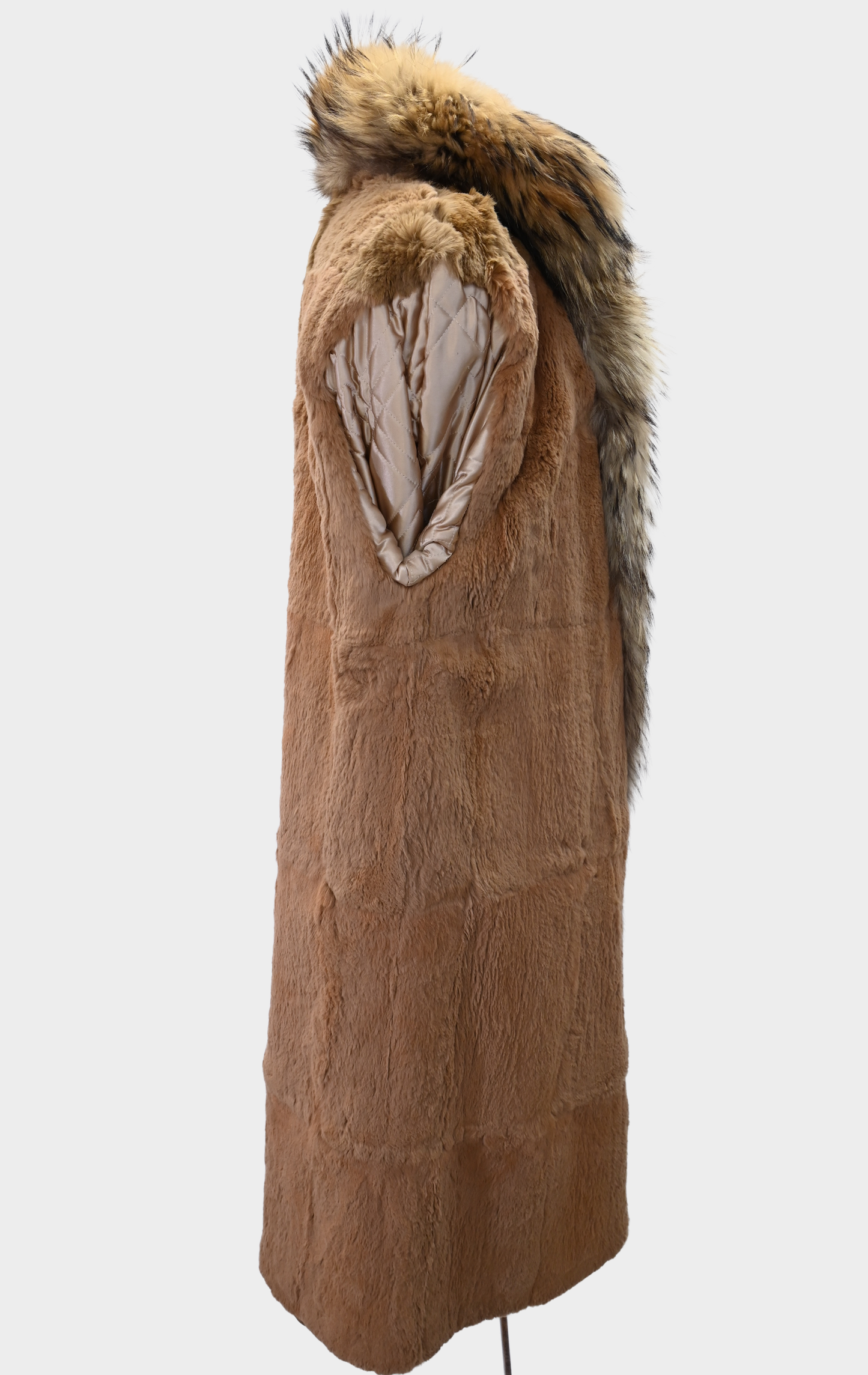 Suede Hand-Painted Coat with Fur Trim