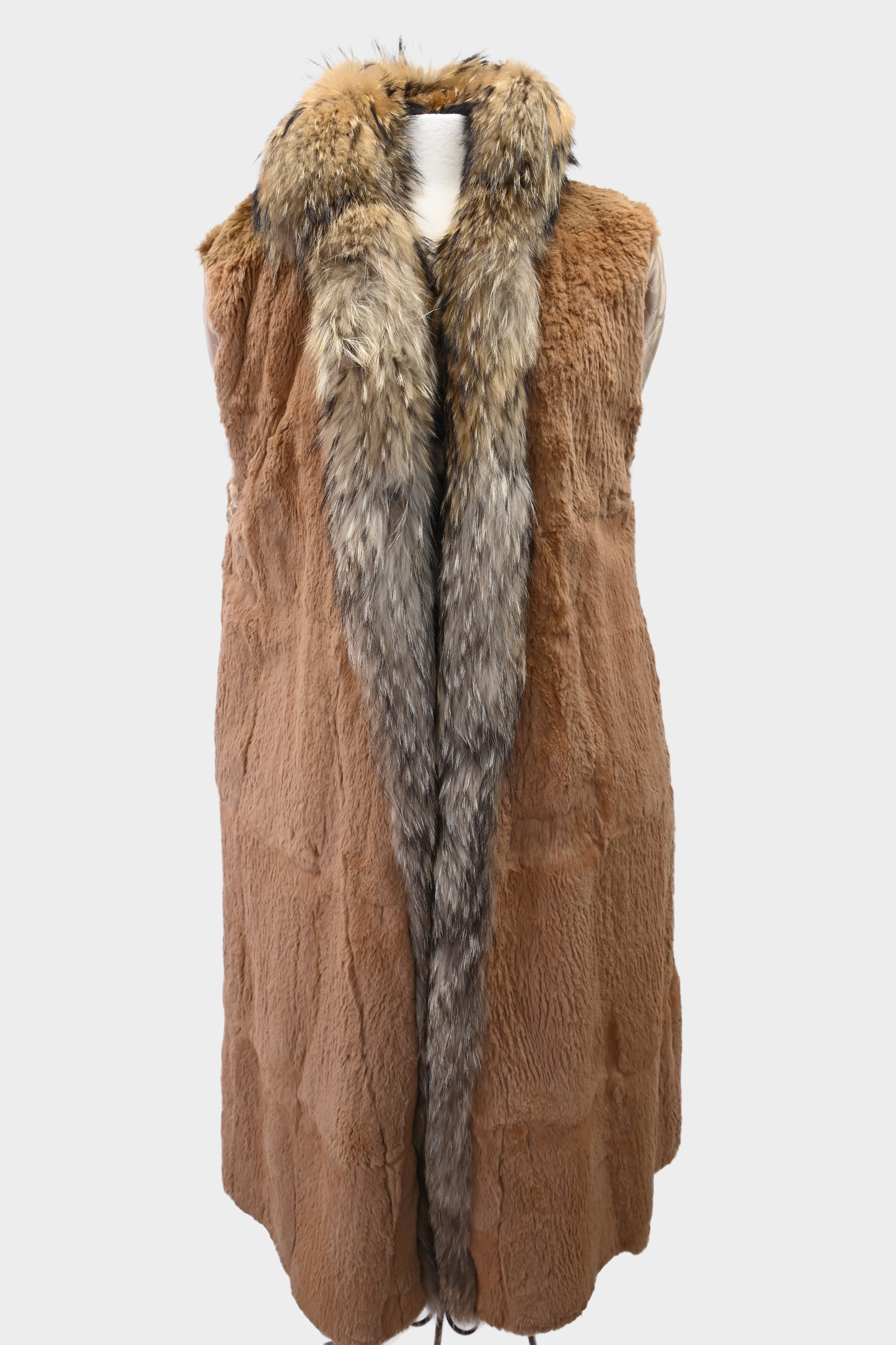Suede Hand-Painted Coat with Fur Trim