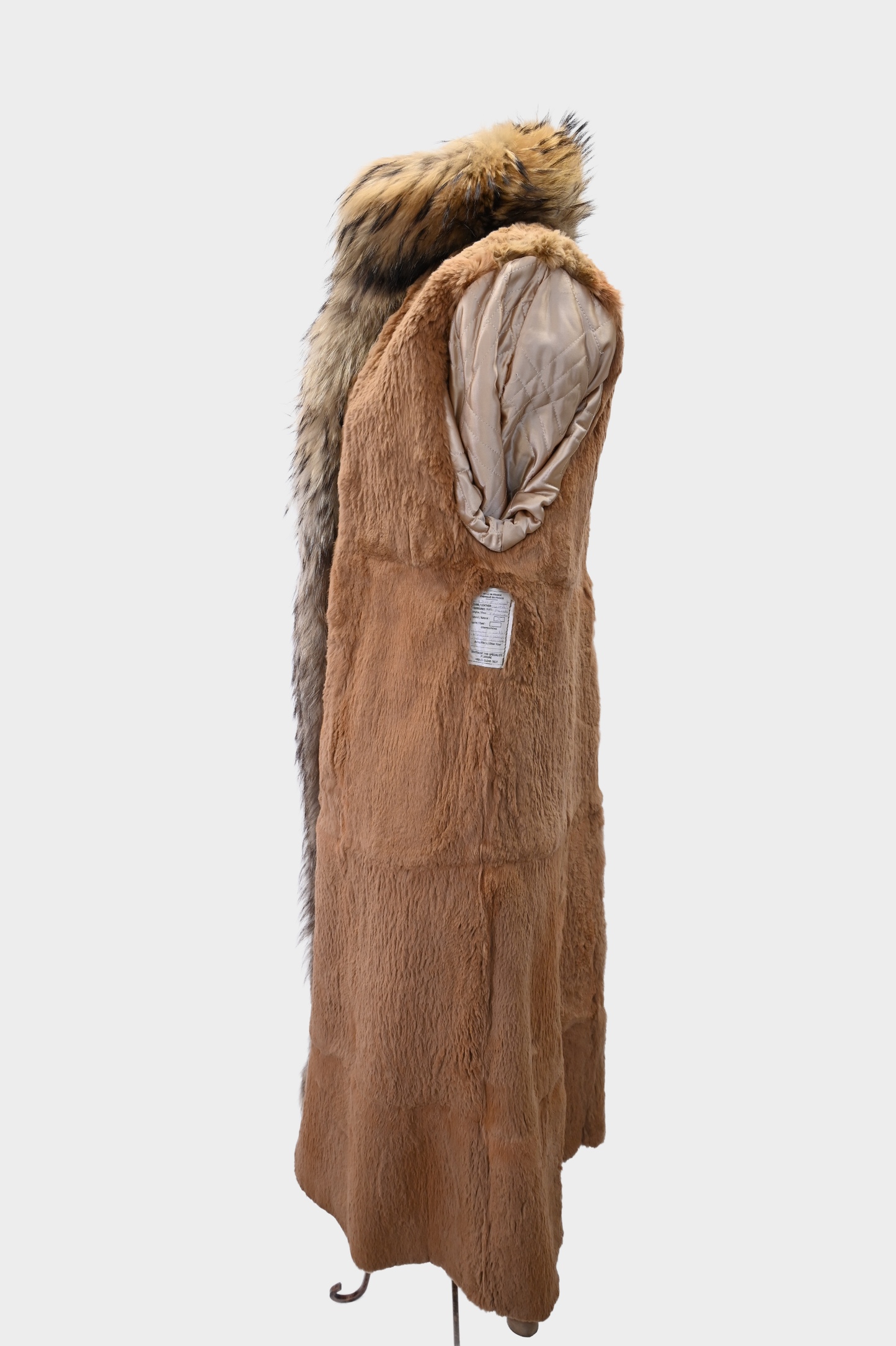 Suede Hand-Painted Coat with Fur Trim