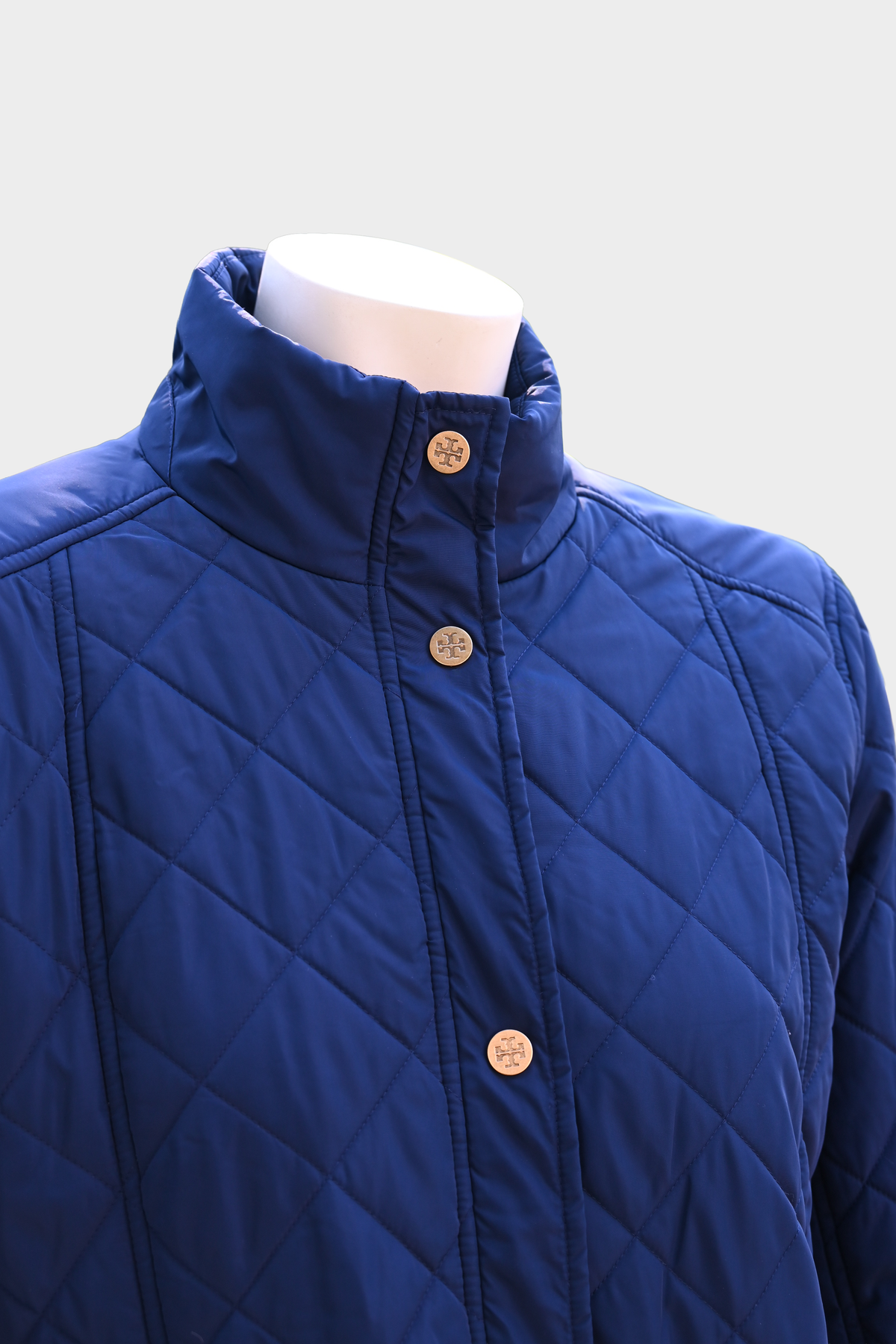 Tory Burch Navy Blue Diamond Quilted Jacket