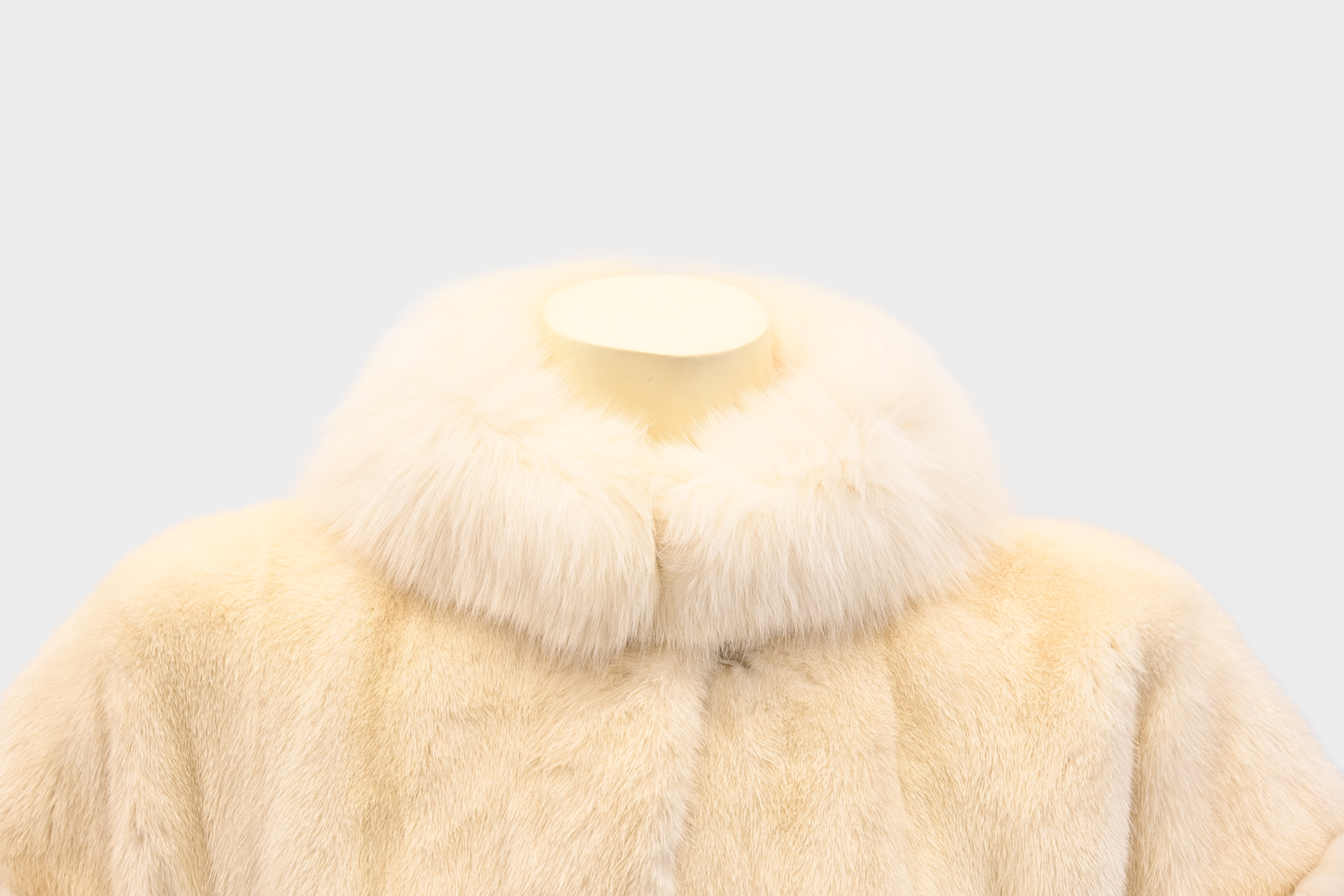 Ivory Mink Cape Vest with White Fox Fur Trim