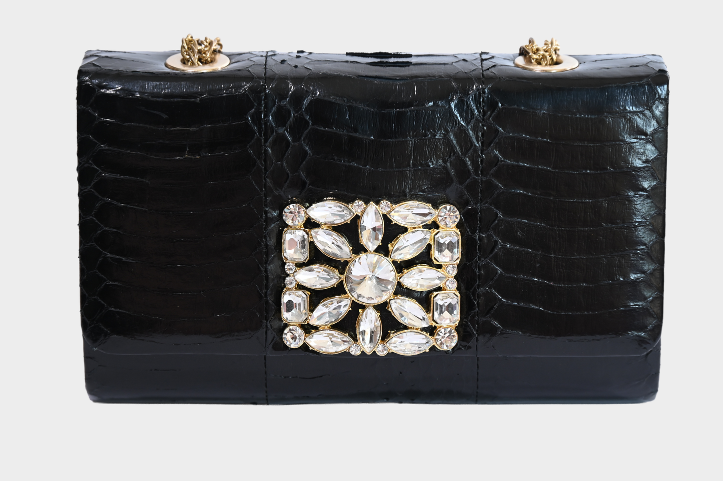 Vintage Badgley Mischka Genuine Python Crystal Embellished Evening Bag