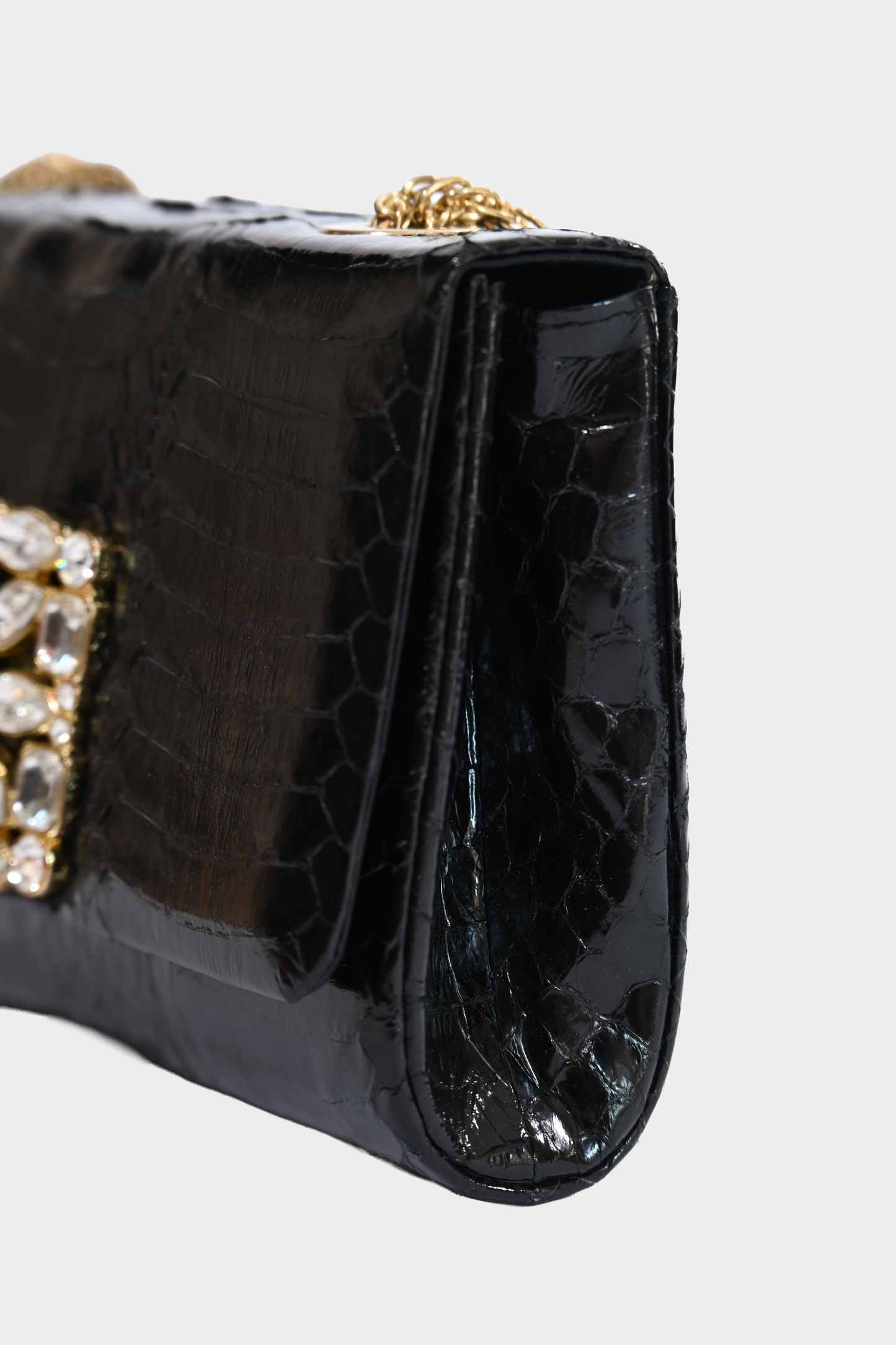Vintage Badgley Mischka Genuine Python Crystal Embellished Evening Bag